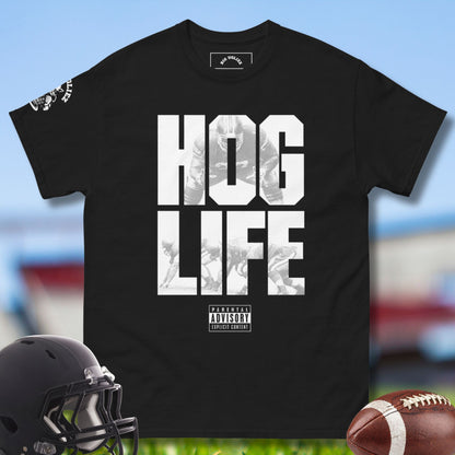 Hog Life Tee for O-line Football Players in black