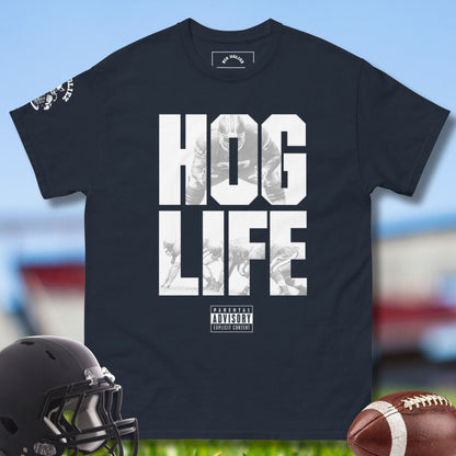 Hog Life Tee for O-line Football Players in navy