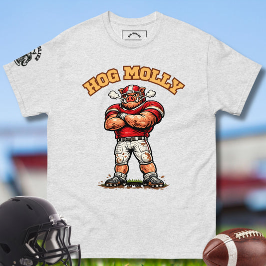 Hog Molly T-shrt for a Football O-lineman in light gray