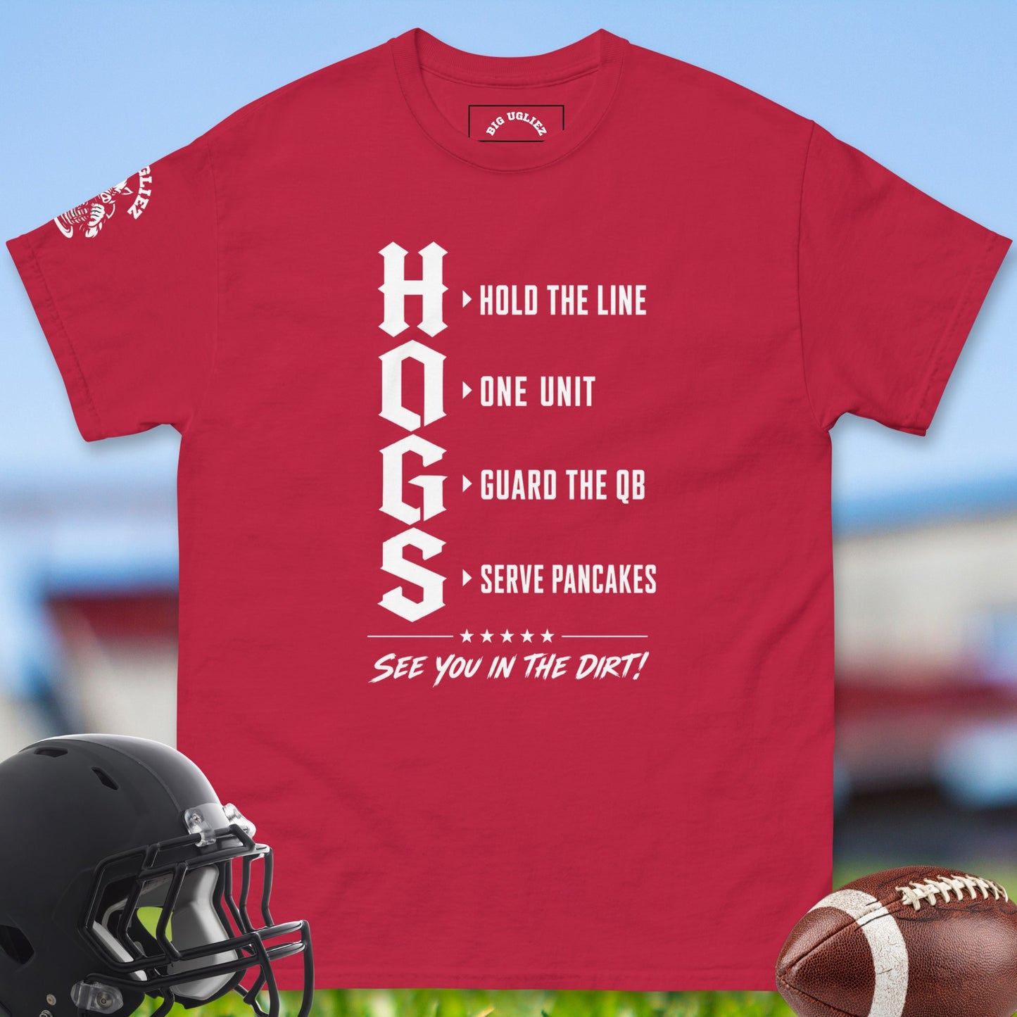 Hogs_T-shirt_for_Offensive_Lineman_in_Cardinal