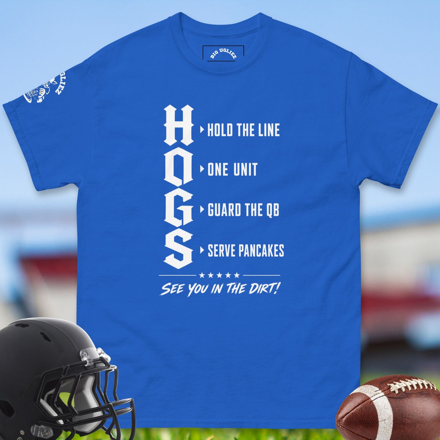 Hogs_T-shirt_for_Offensive_Lineman_in_Royal