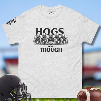 Hogs in the Trough T-shirt for O-linemen Football Players in Ash Gray