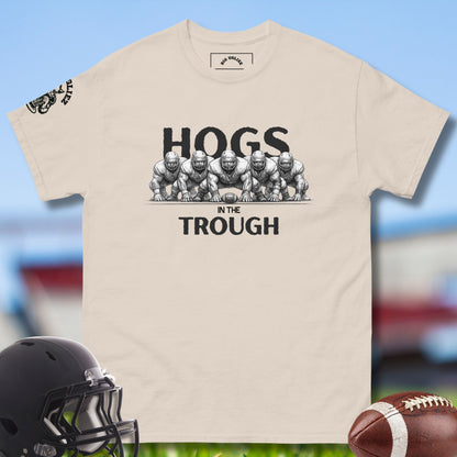Hogs in the Trough T-shirt for O-linemen Football Players in natural