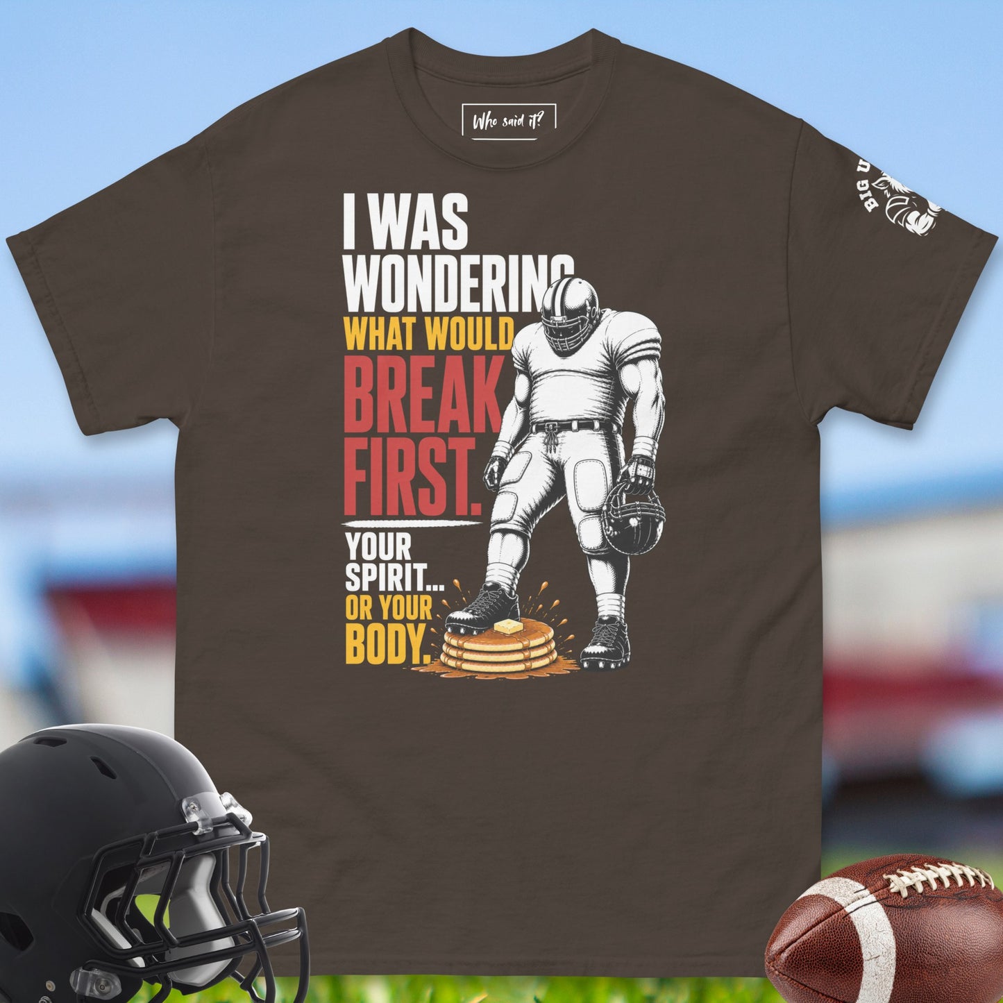 I_Was_Wondering_What_Would_Break_First_T-shirt_for_Offensive_Lineman_in_Dark_Chocolate