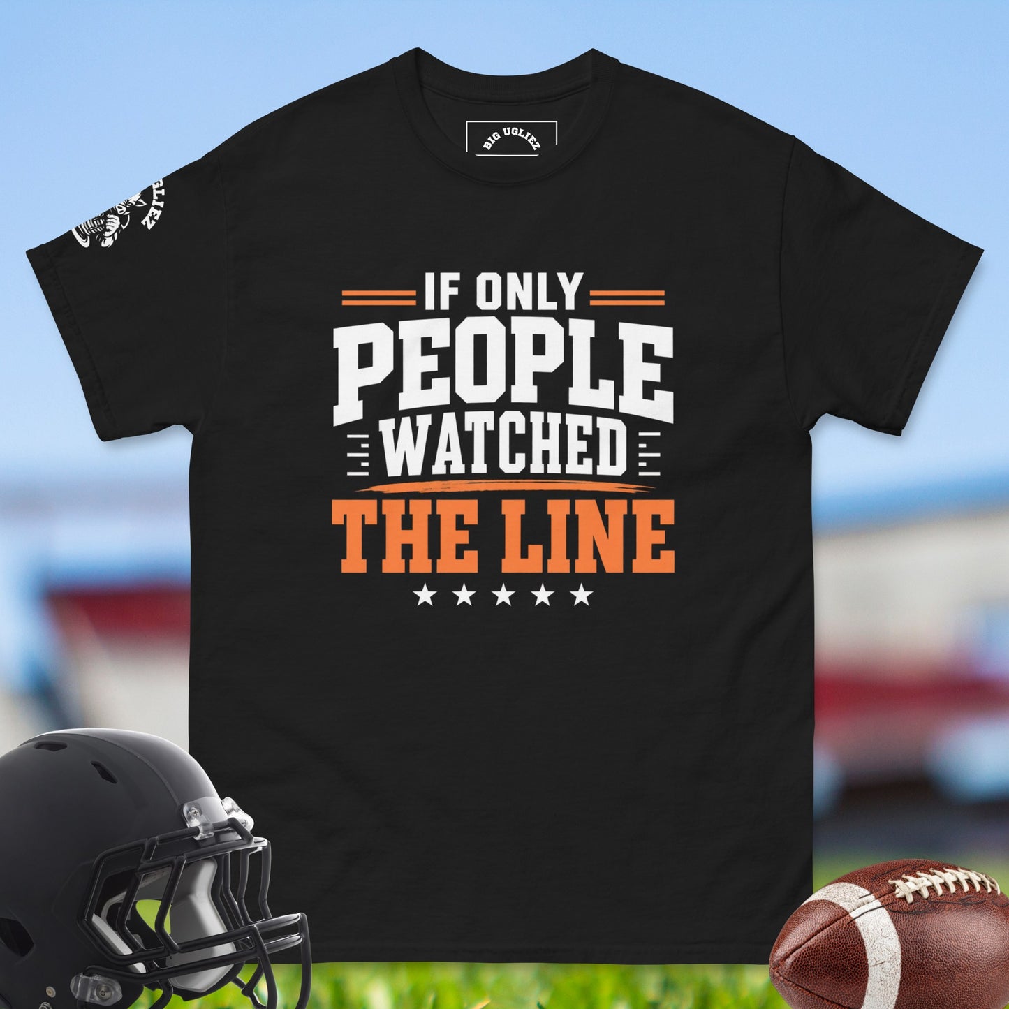 If_Only_People_Watched_The_Line_T-shirt_for_Offensive_Lineman_in_Black