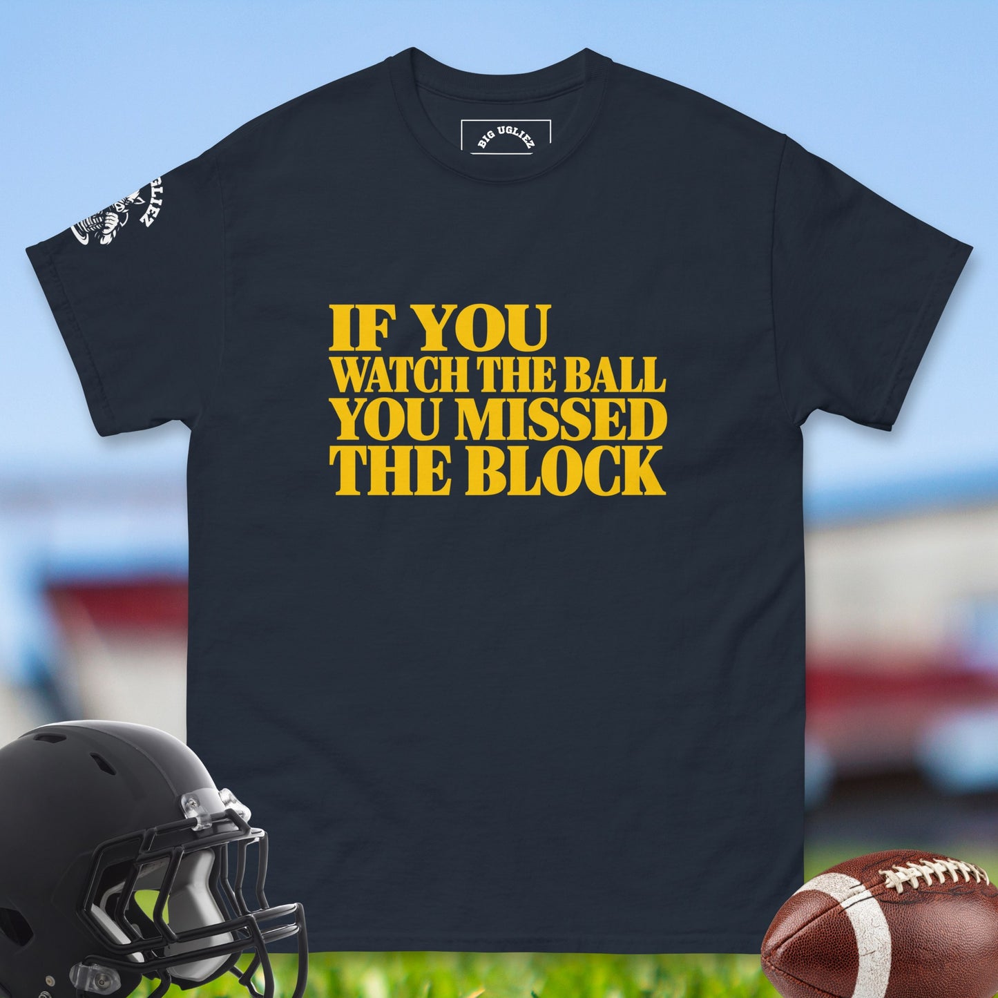 If_You_Watch_The_Ball_You_Missed_The_Block_T-shirt_for_Offensive_Lineman_in_Navy