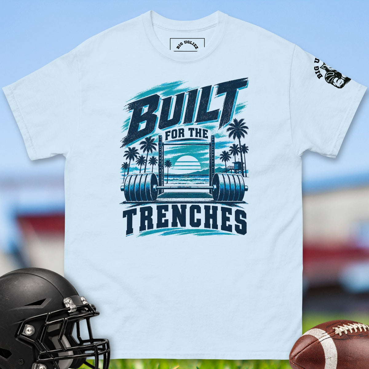 Iron-paradise-offensive-linemen-t-shirts-by-big-ugliez-in-light-blue