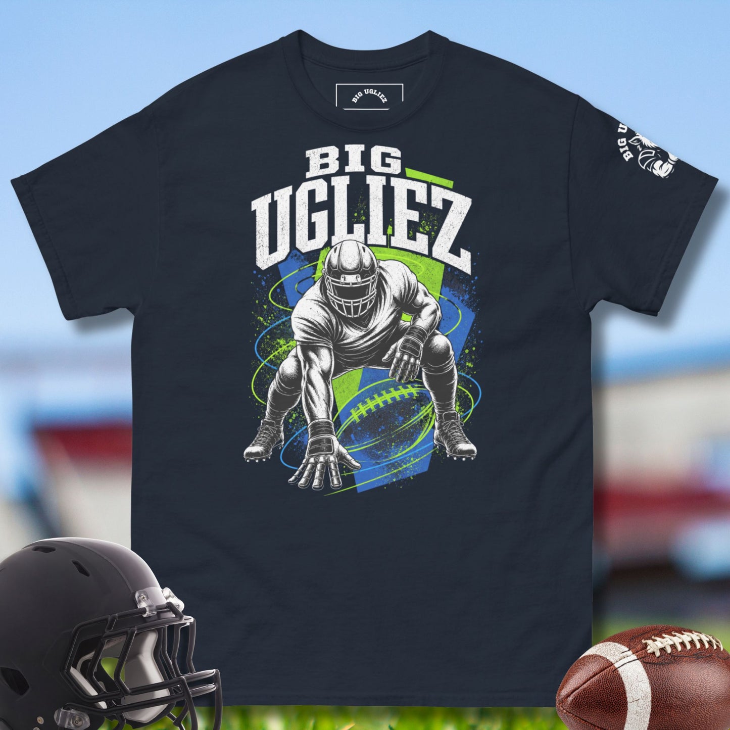 It's Go Time T-shirt for the O-line by Big Ugliez in blue