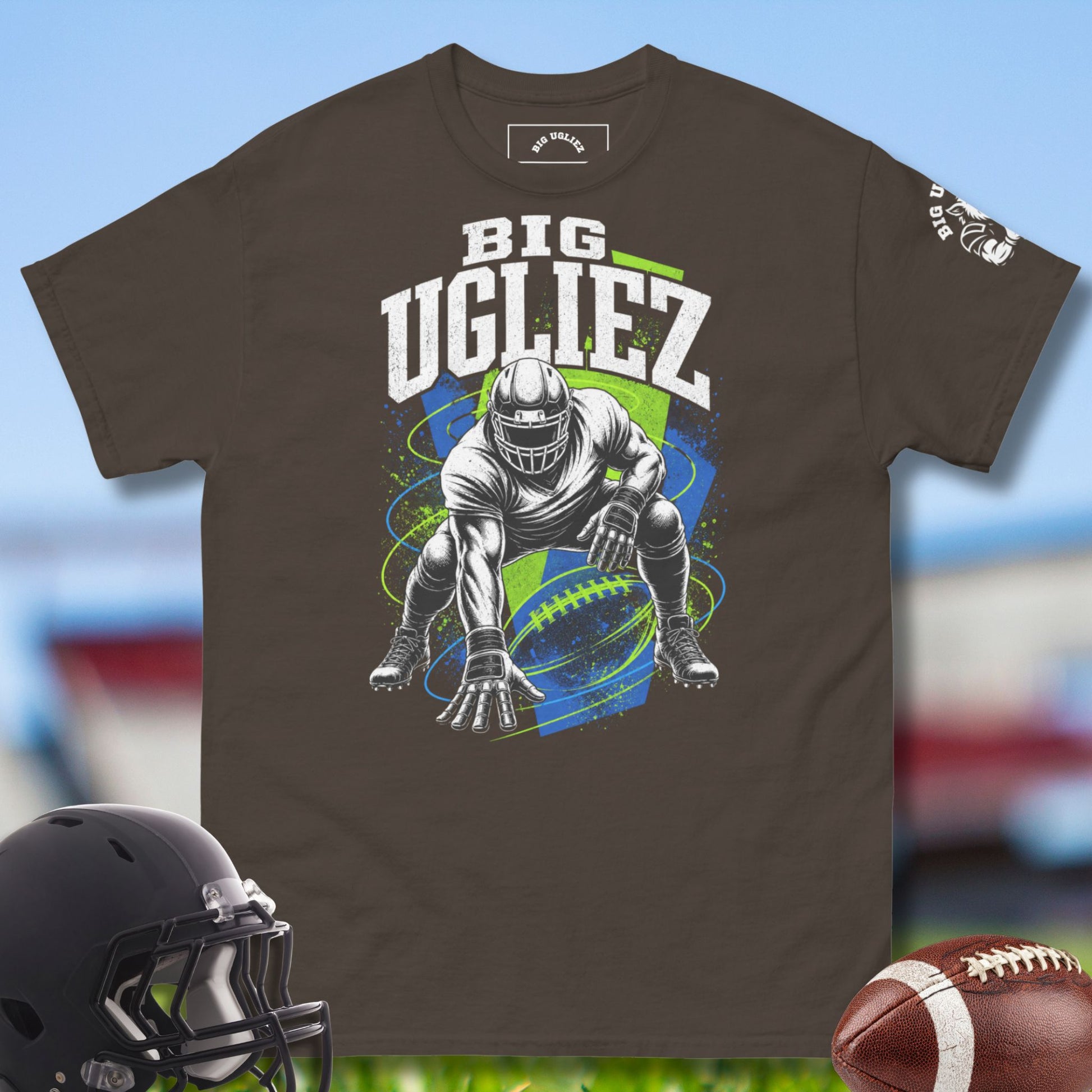 It's Go Time T-shirt for the O-line by Big Ugliez in brown