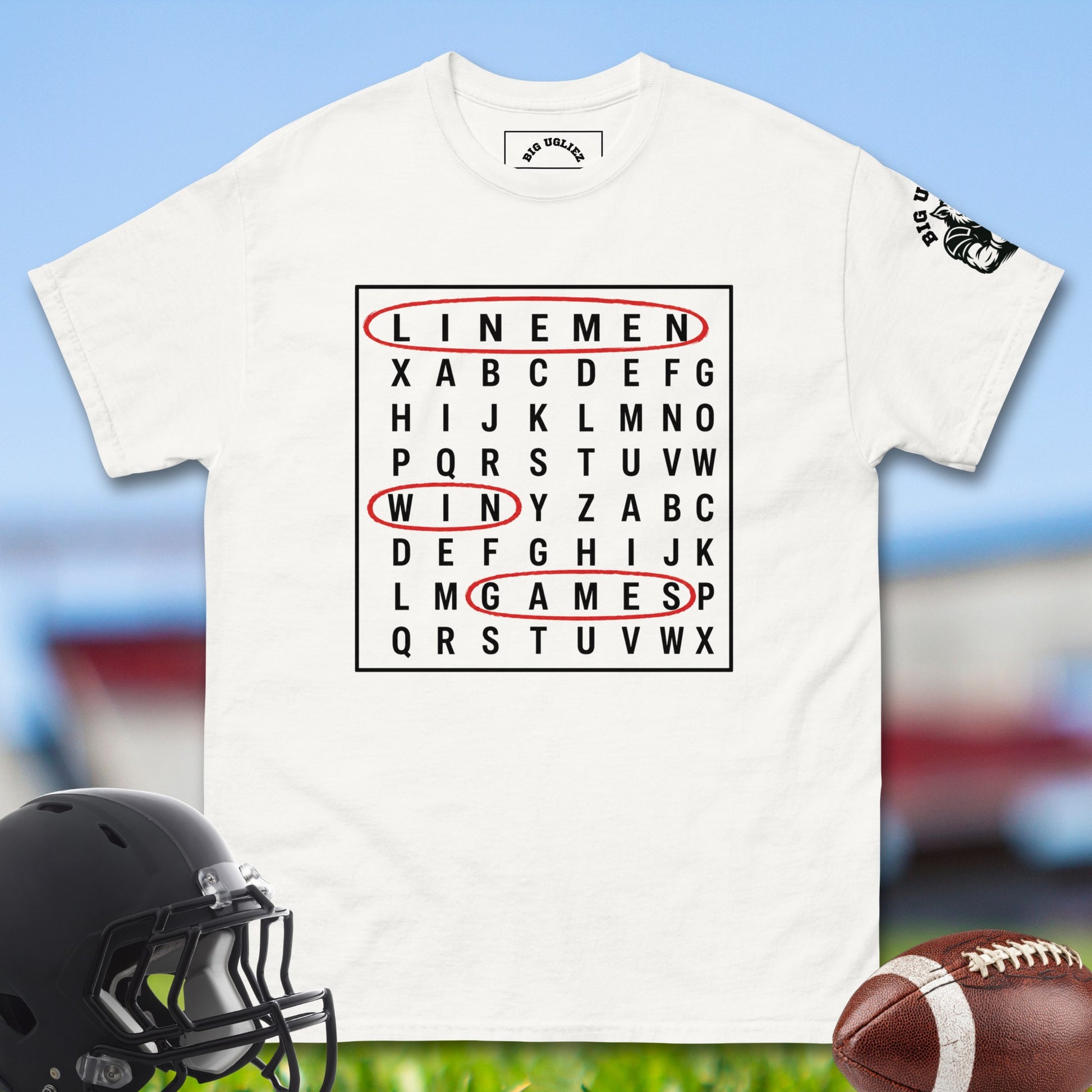 Linemen_Win_Games_T-shirt_for_Offensive_Lineman_in_White