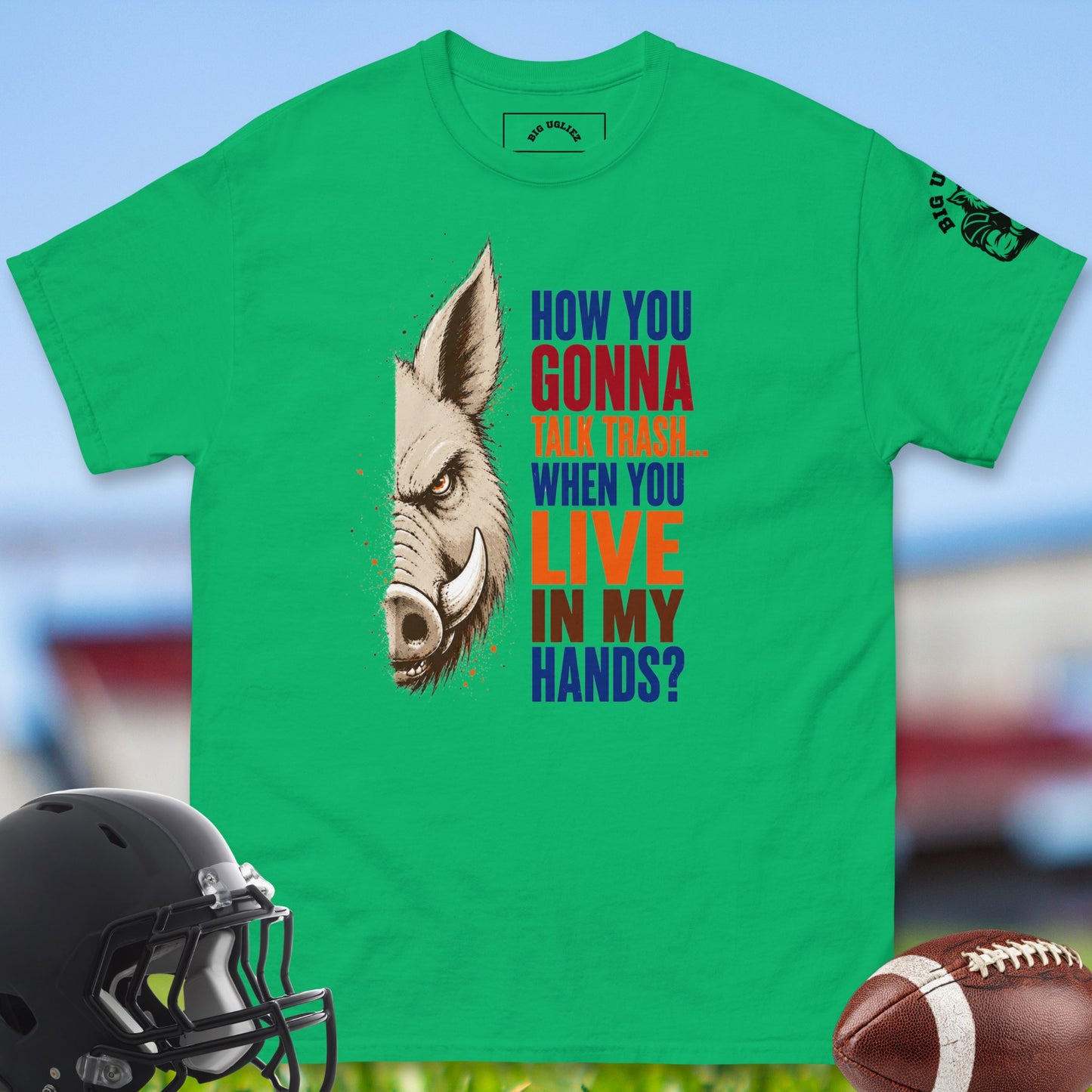Live_In_My_Hands_T-shirt_for_Offensive_Lineman_in_Irish_Green