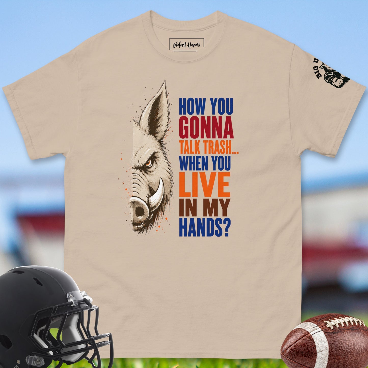 Live_In_My_Hands_T-shirt_for_Offensive_Lineman_in_Sand