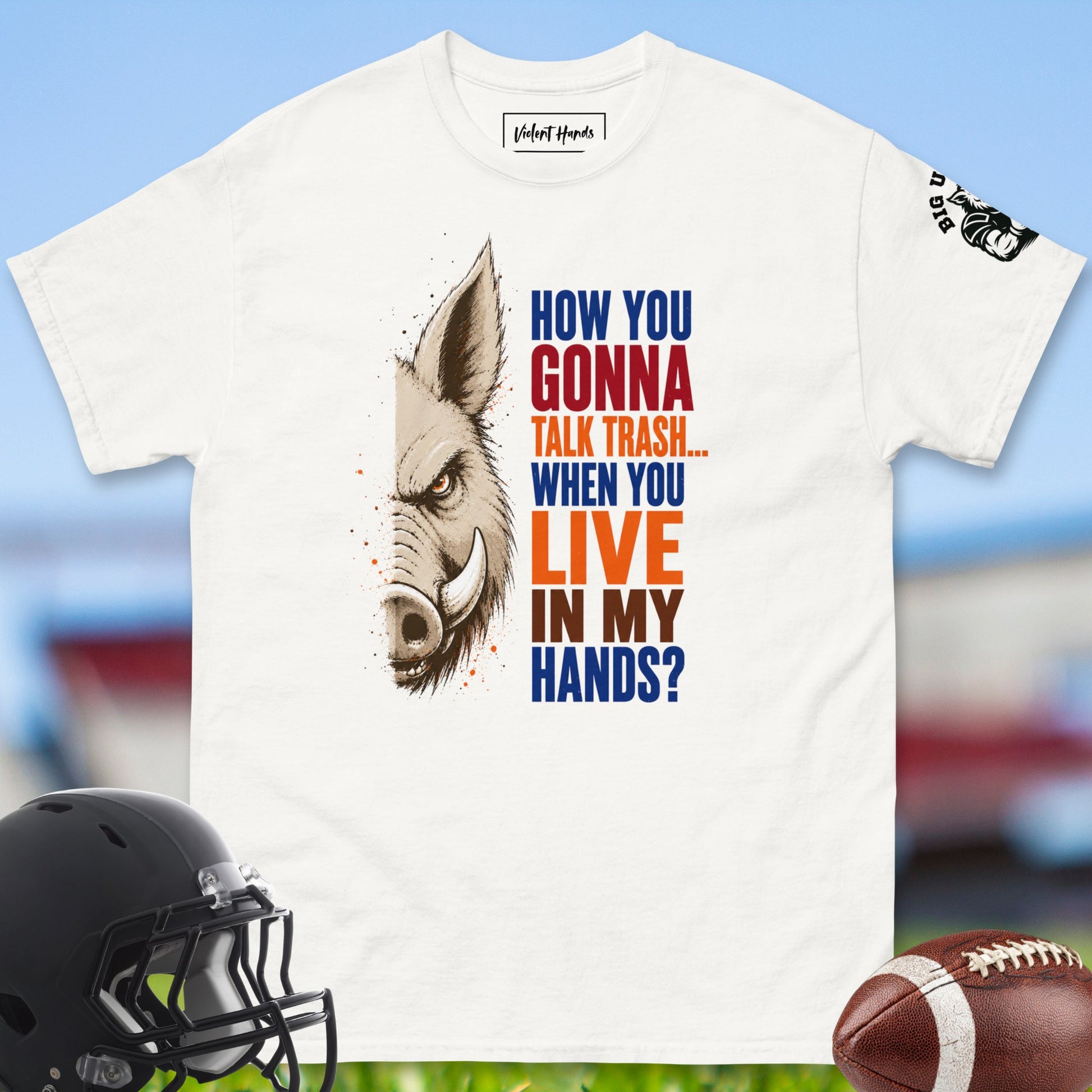 Live_In_My_Hands_T-shirt_for_Offensive_Lineman_in_White