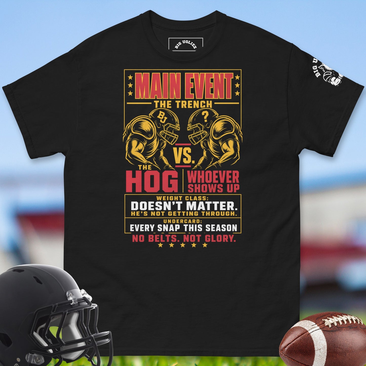 Main_Event_The_Trench_T-shirt_for_Offensive_Lineman_in_Black