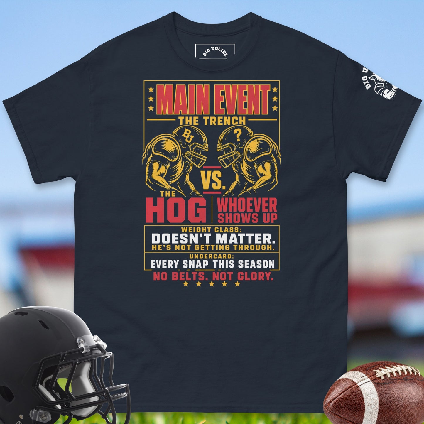 Main_Event_The_Trench_T-shirt_for_Offensive_Lineman_in_Navy