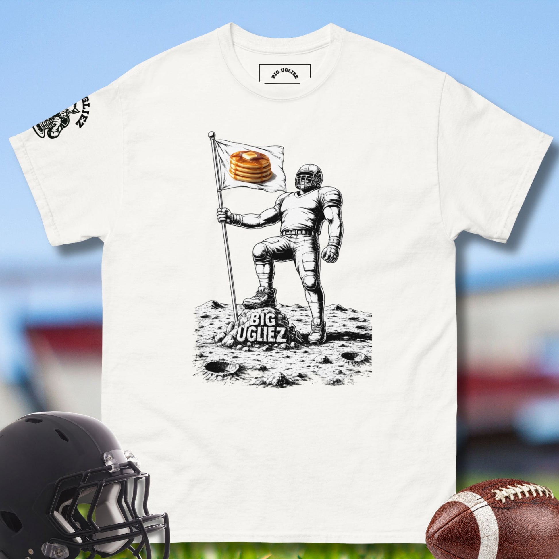Mission: Pancakes Delivered Tshirt for Offensive Line in white