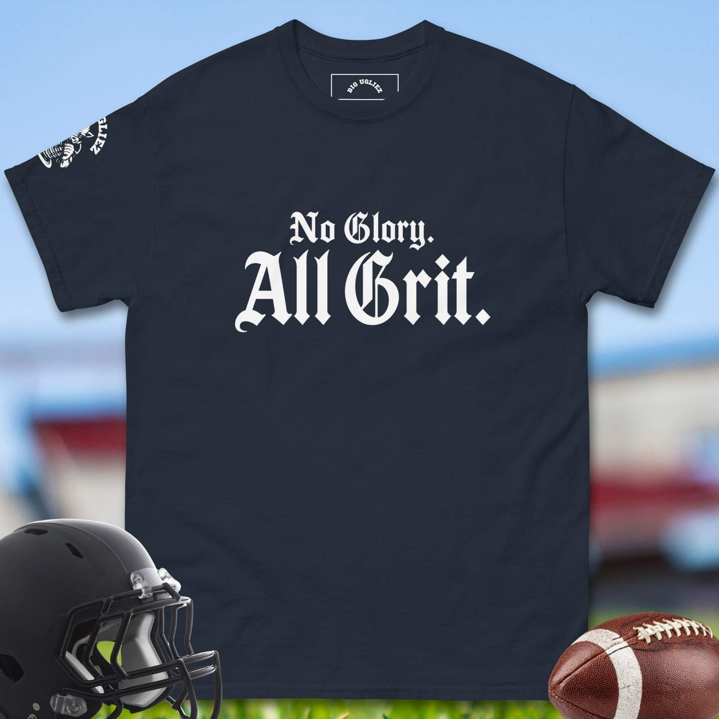 NoGloryAllGritT-shirtforOffensiveLinemaninNavy