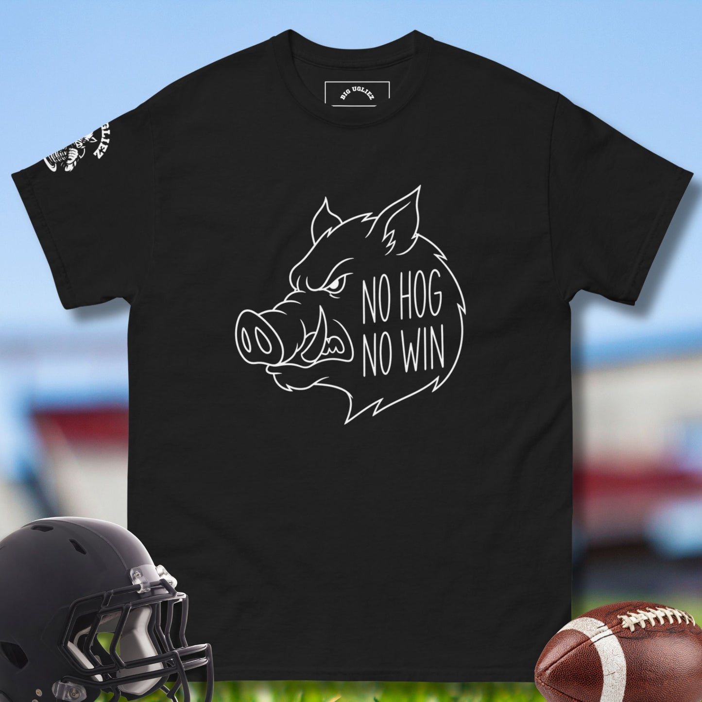 No Hog No Win T-shirt for Olinemen by Big Ugliez in black
