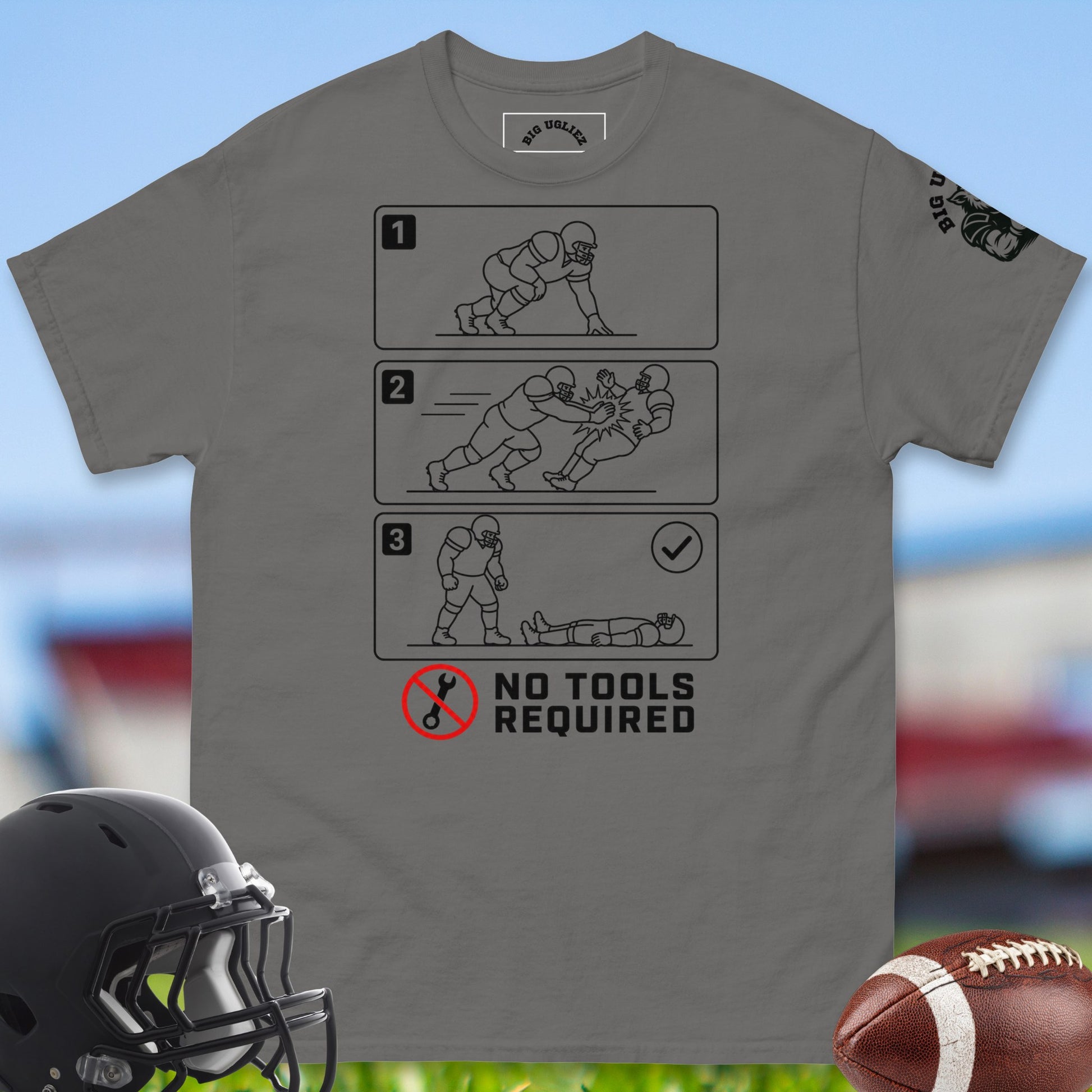 No_Tools_Required_T-shirt_for_Offensive_Lineman_in_Charcoal