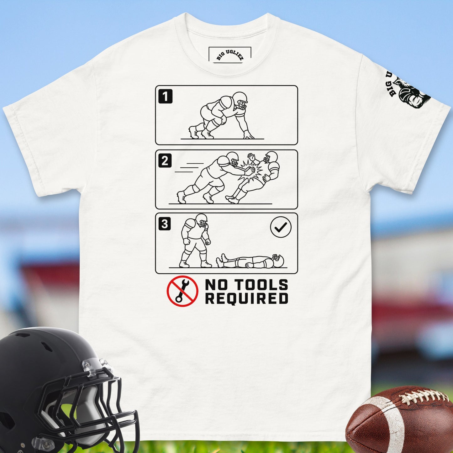 No_Tools_Required_T-shirt_for_Offensive_Lineman_in_White