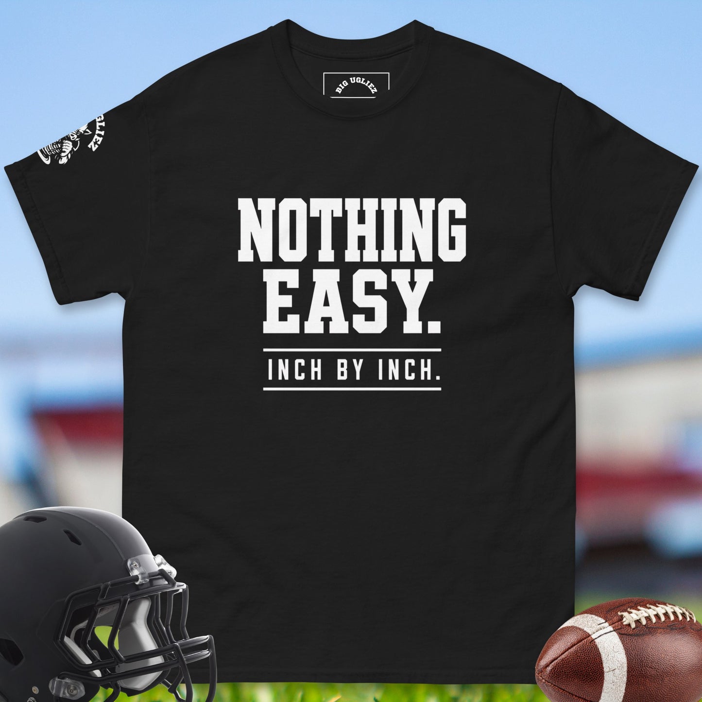 Nothing_Easy_Inch_By_Inch_T-shirt_for_Offensive_Lineman_in_Black