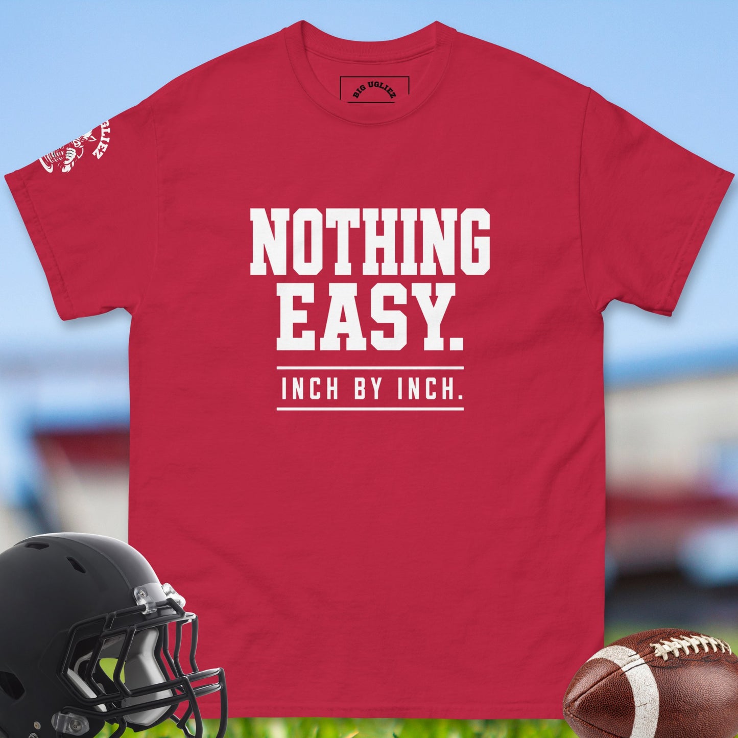 Nothing_Easy_Inch_By_Inch_T-shirt_for_Offensive_Lineman_in_Cardinal