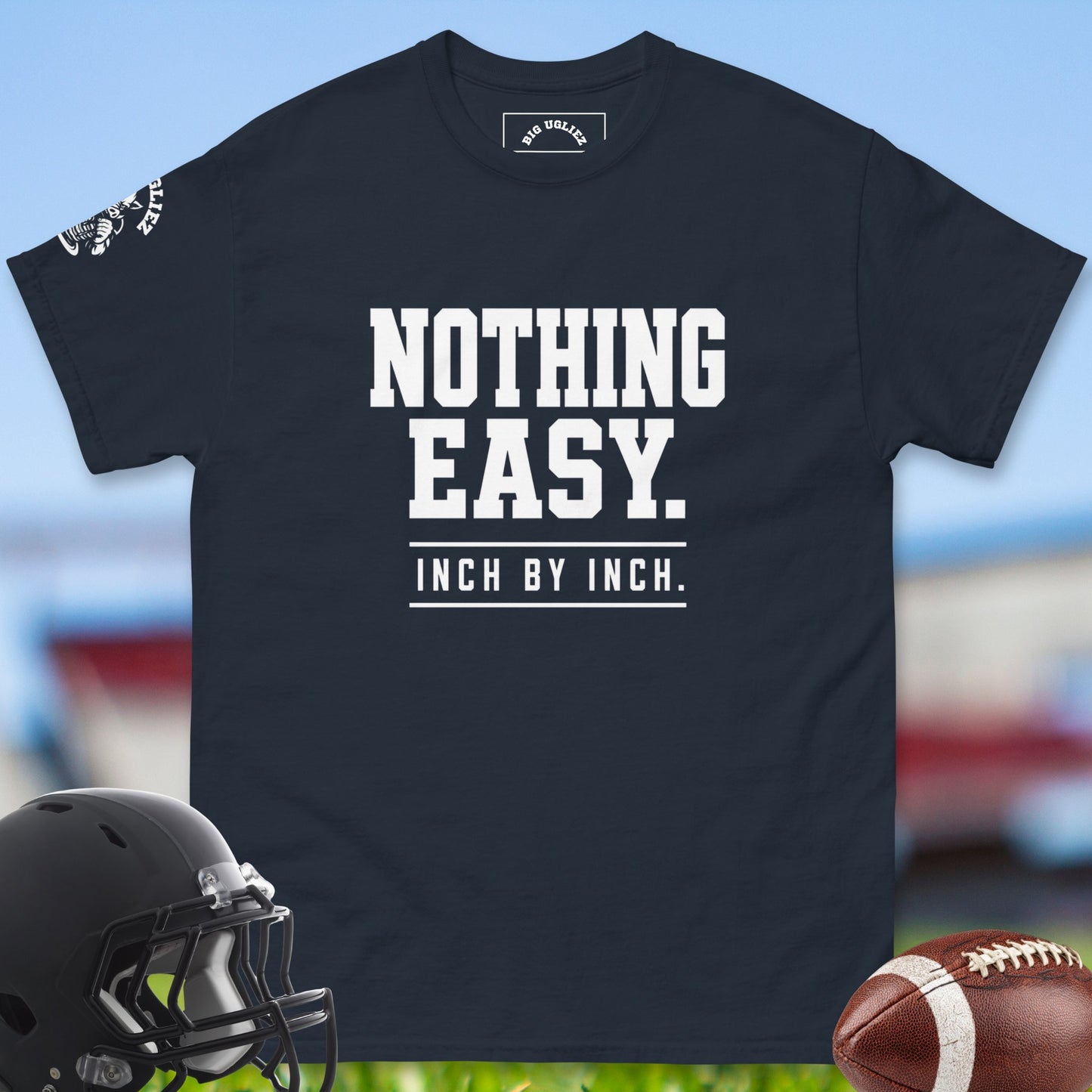 Nothing_Easy_Inch_By_Inch_T-shirt_for_Offensive_Lineman_in_Navy