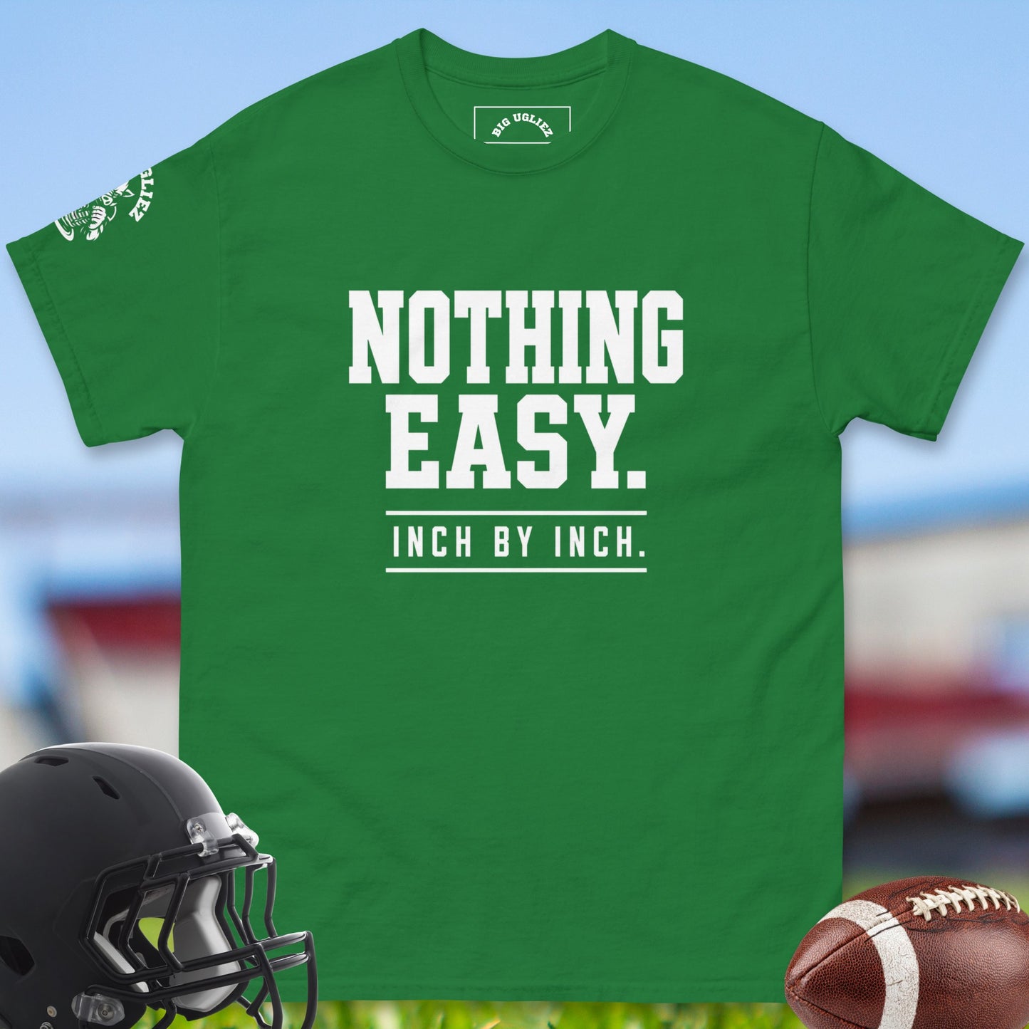Nothing_Easy_Inch_By_Inch_T-shirt_for_Offensive_Lineman_in_Turf_Green
