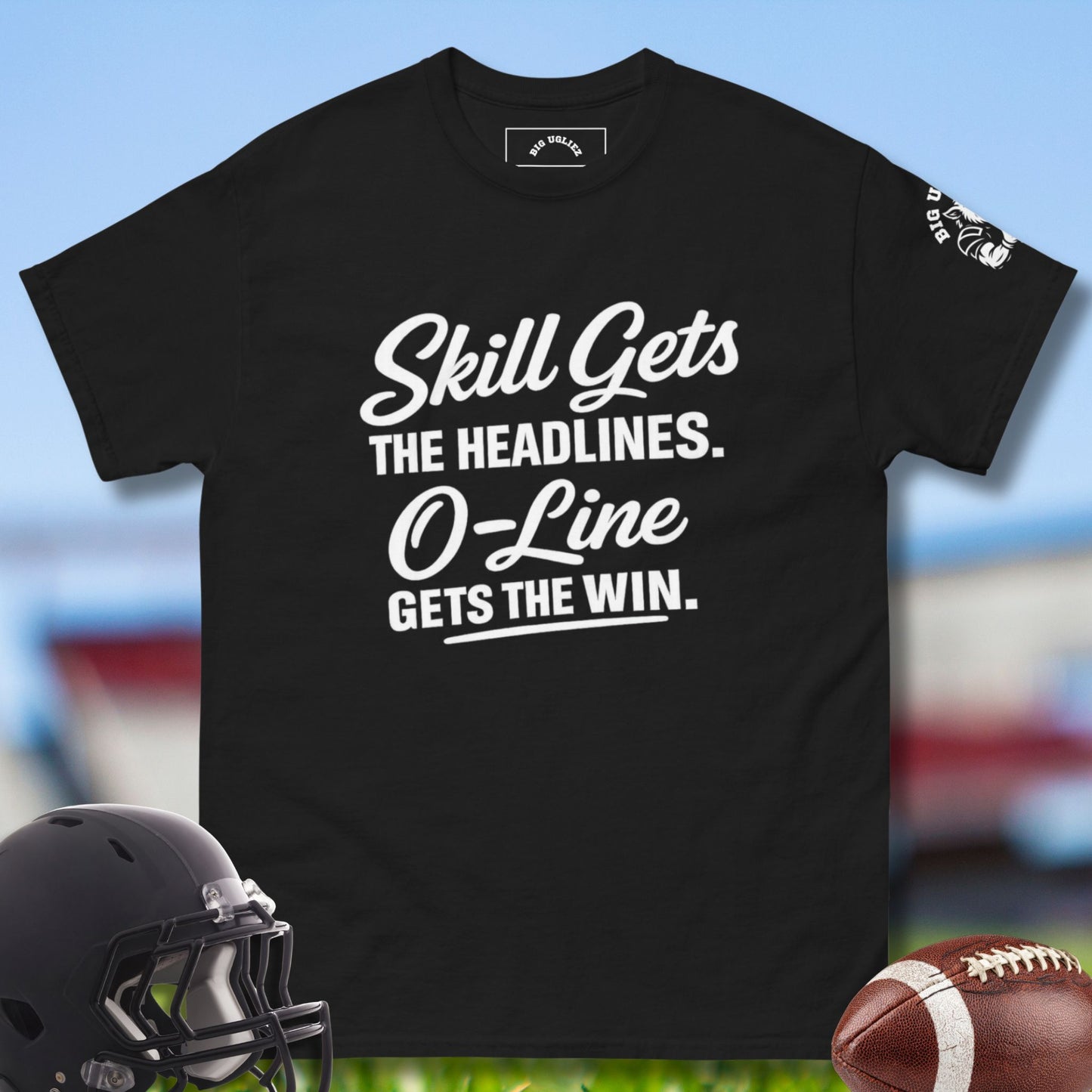 O-line Gets The Win Tshirt by Big Ugliez in black