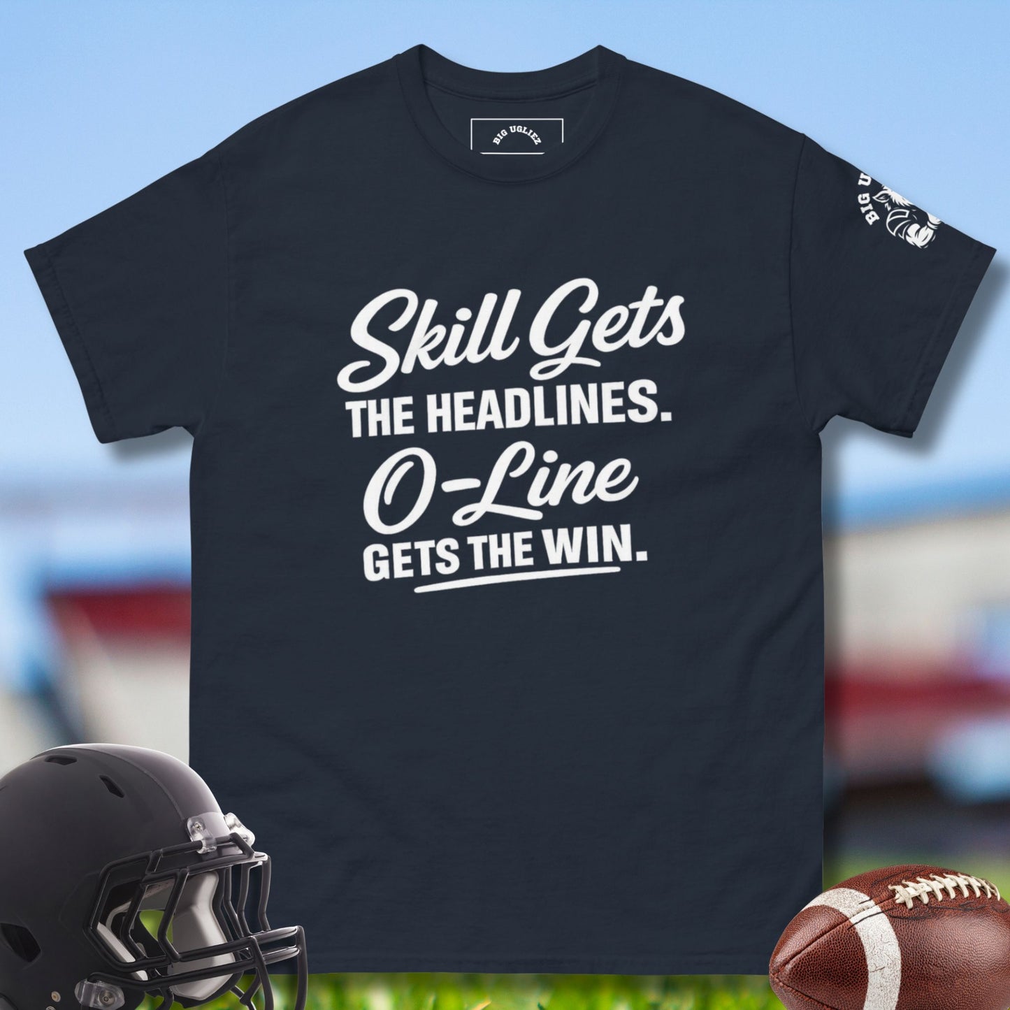 O-line Gets The Win Tshirt by Big Ugliez in blue