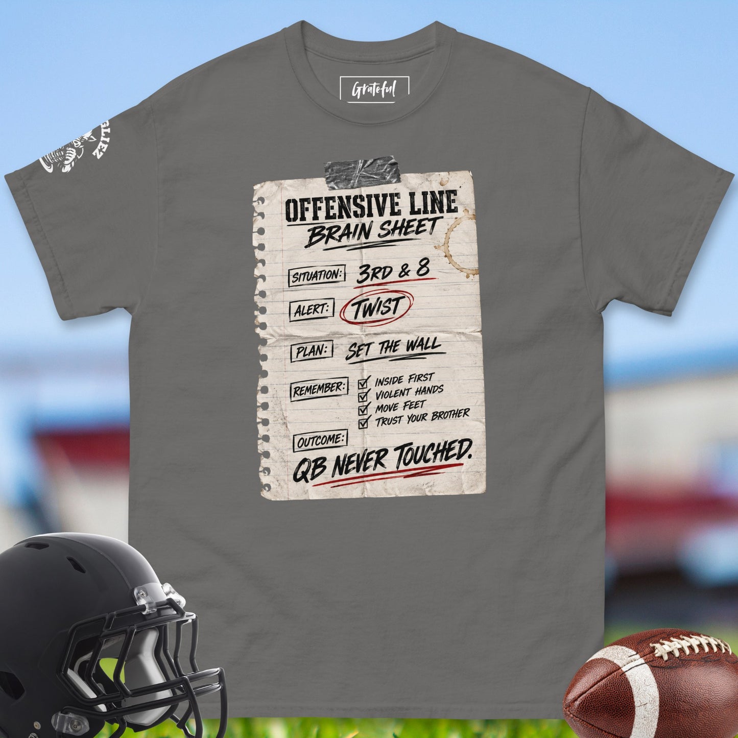 Offensive_Line_Brain_Sheet_T-shirt_for_Offensive_Lineman_in_Charcoal