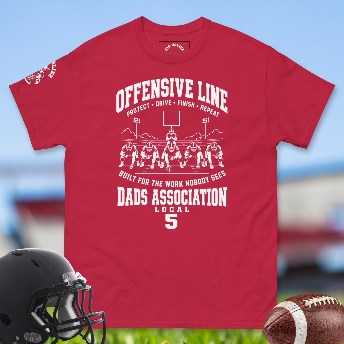 Offensive_Line_Dads_Association_T-shirt_for_Offensive_Lineman_in_Cardinal