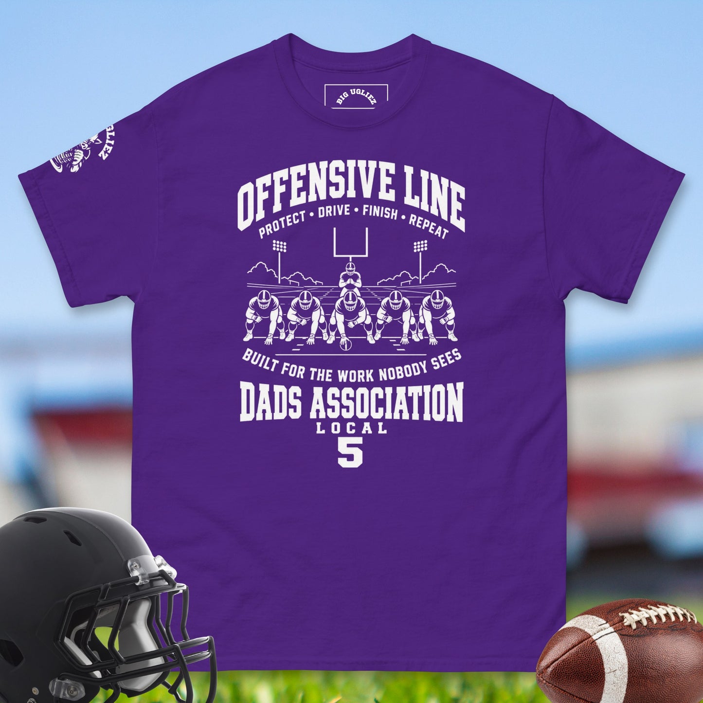 Offensive_Line_Dads_Association_T-shirt_for_Offensive_Lineman_in_Purple