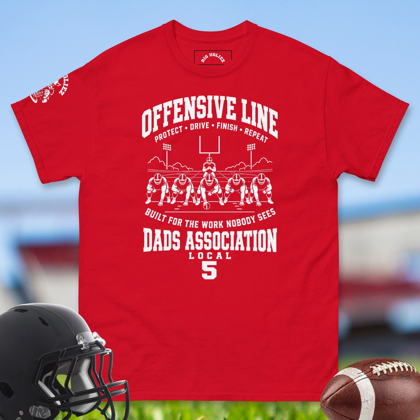 Offensive_Line_Dads_Association_T-shirt_for_Offensive_Lineman_in_Red