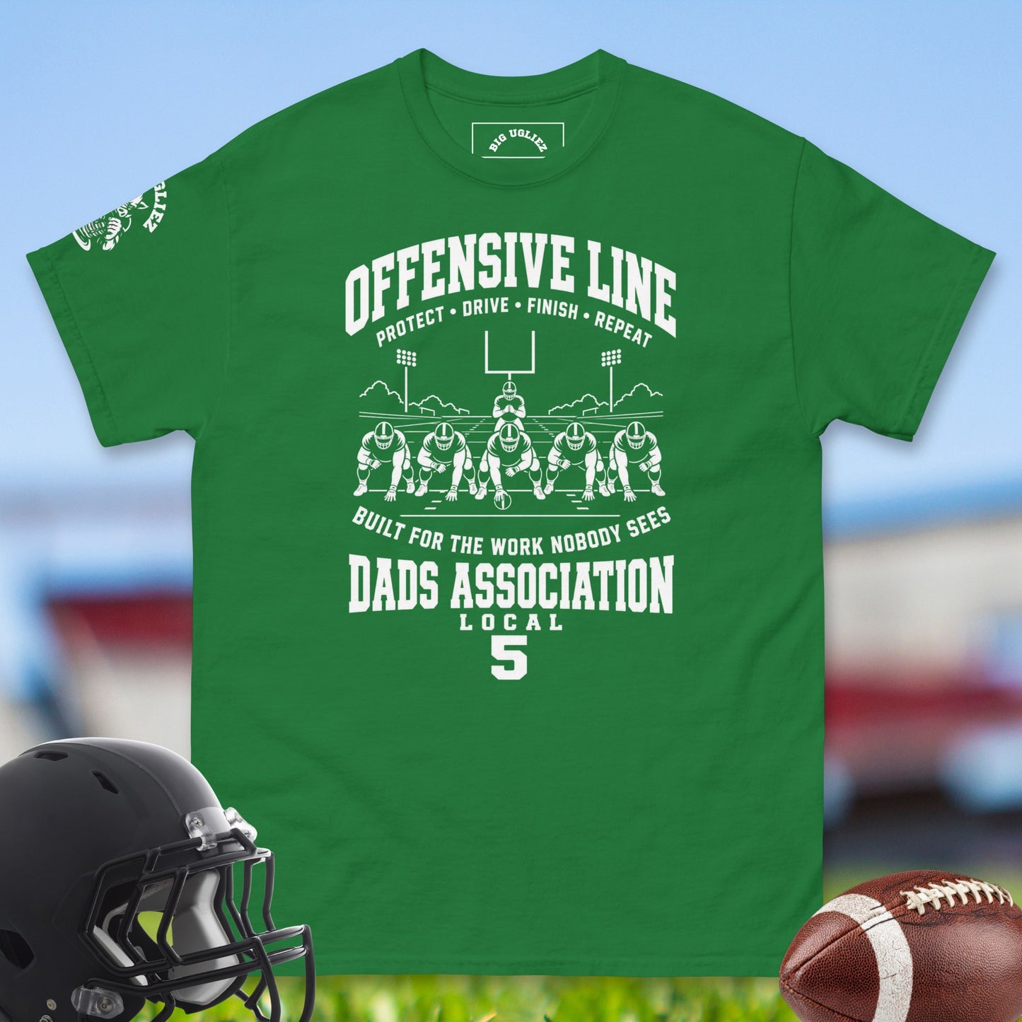 Offensive_Line_Dads_Association_T-shirt_for_Offensive_Lineman_in_Turf_Green
