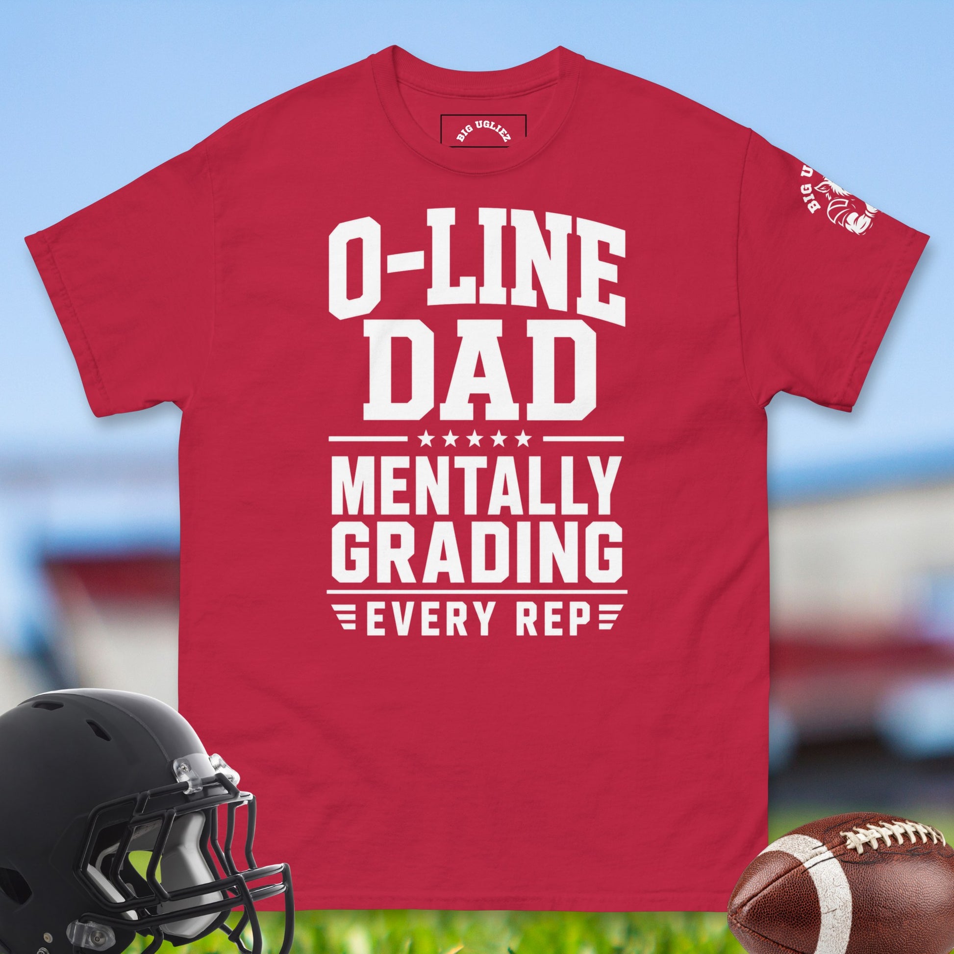 Olineman Dad Mentally Grading in cardinal