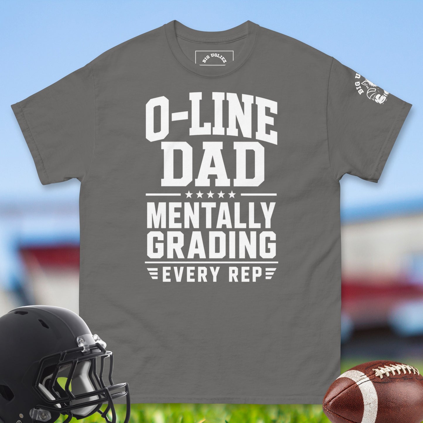 Olineman Dad Mentally Grading in charcoal
