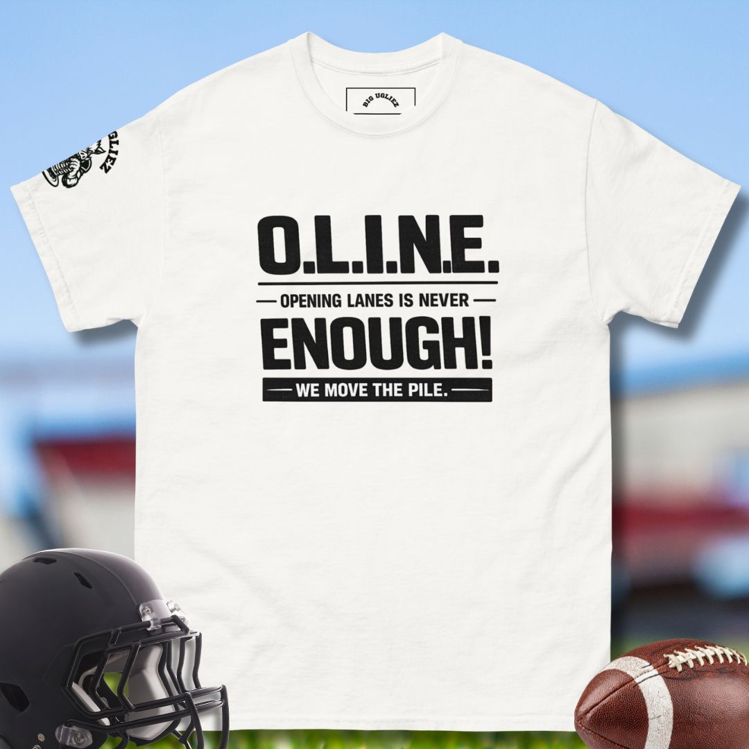Opening Lanes Is Never Enough T-shirt for Football O-linemana in white