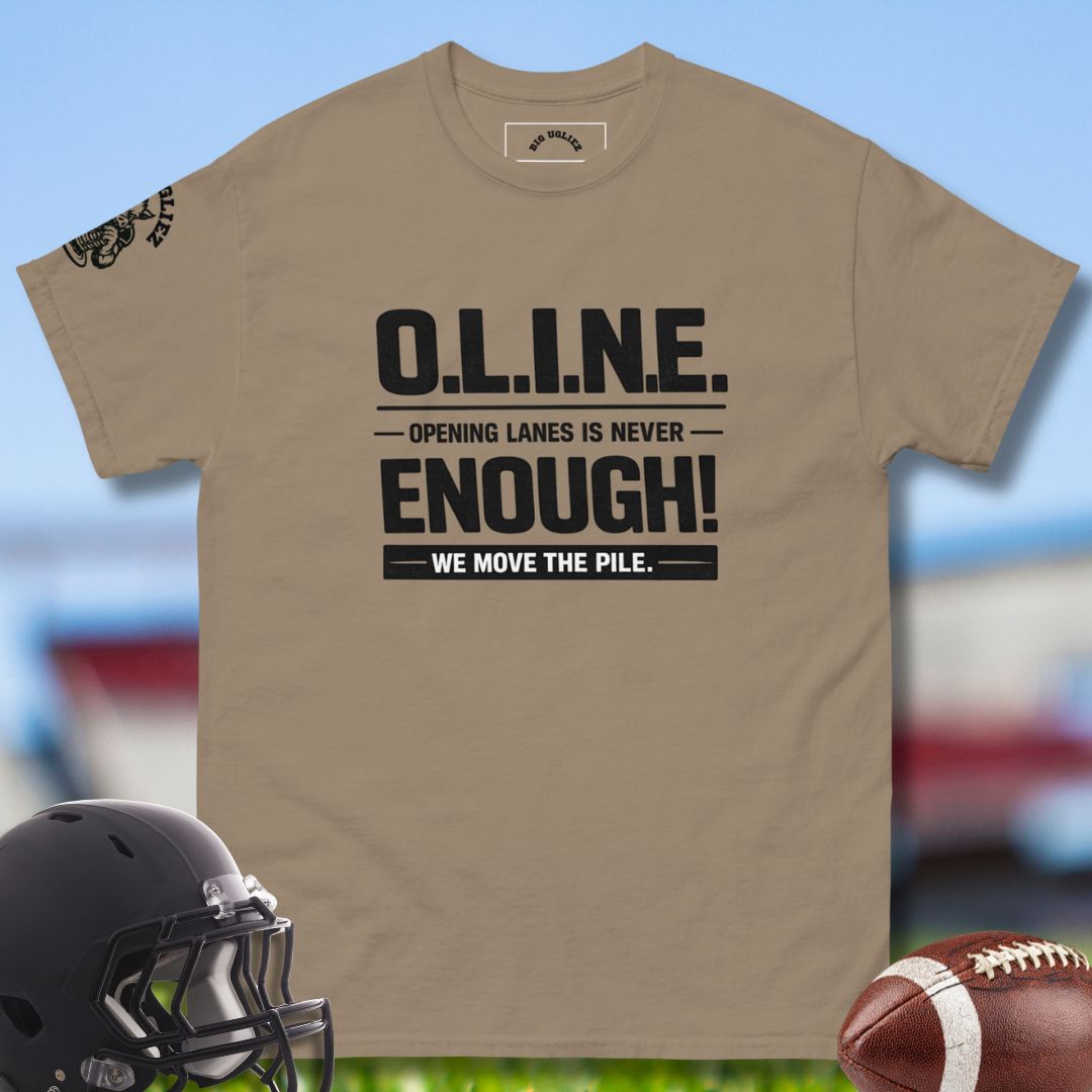 Opening Lanes Is Never Enough T-shirt for Football Oline in light brown