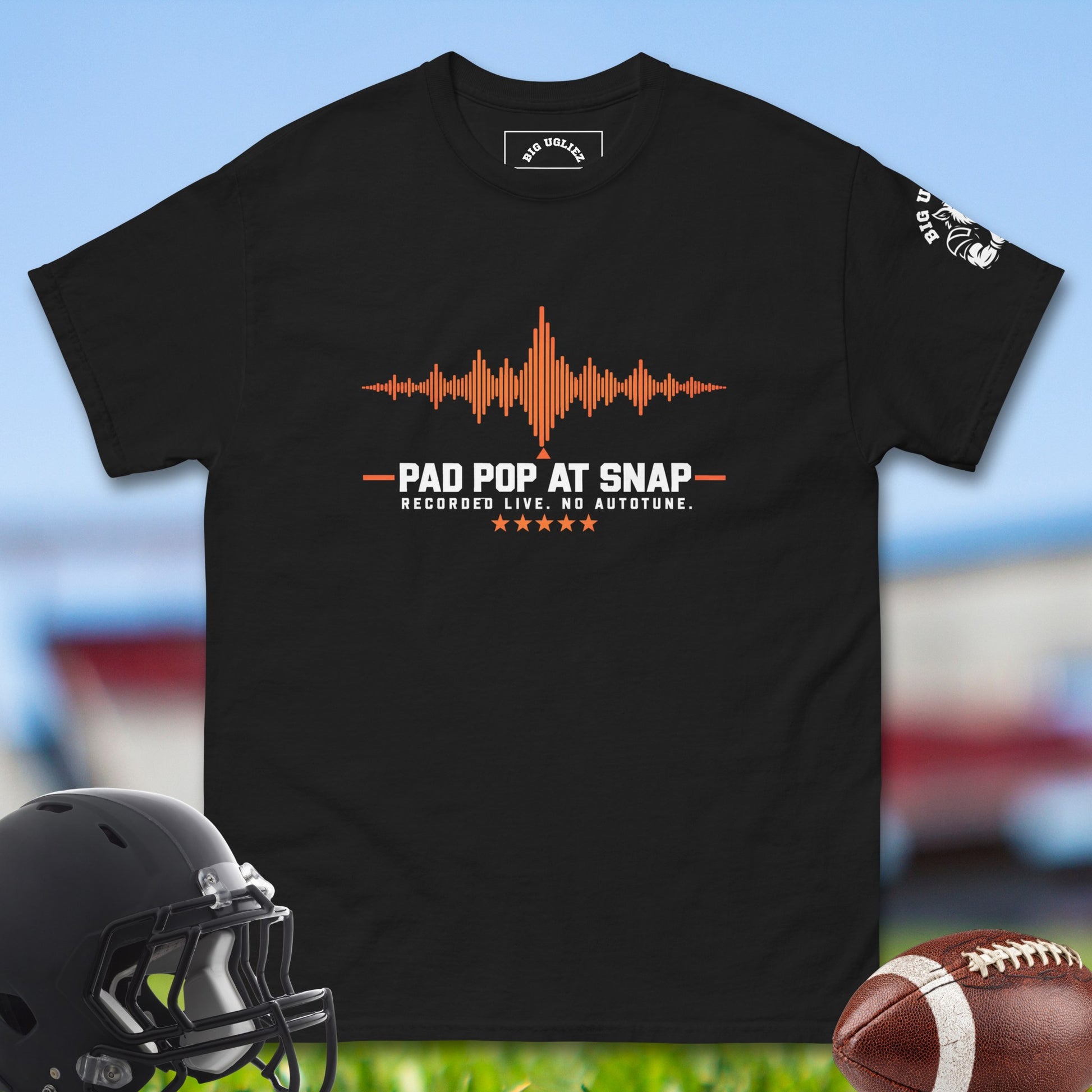 Pad_Pop_At_Snap_T-shirt_for_Offensive_Lineman_in_Black