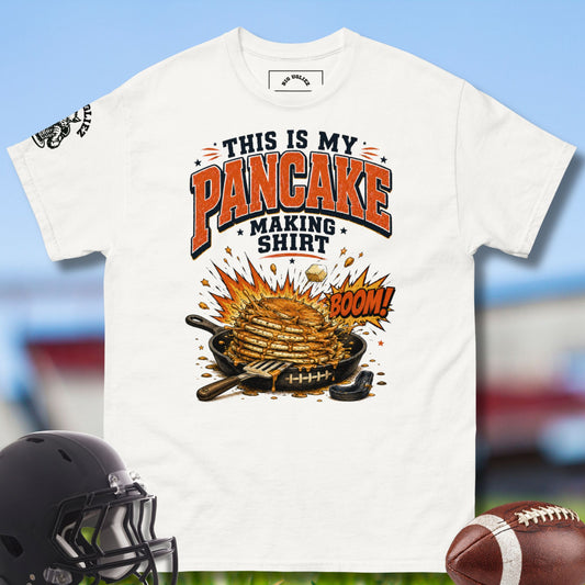 Pancake Making Shirt for Olineman by Big Ugliez in white