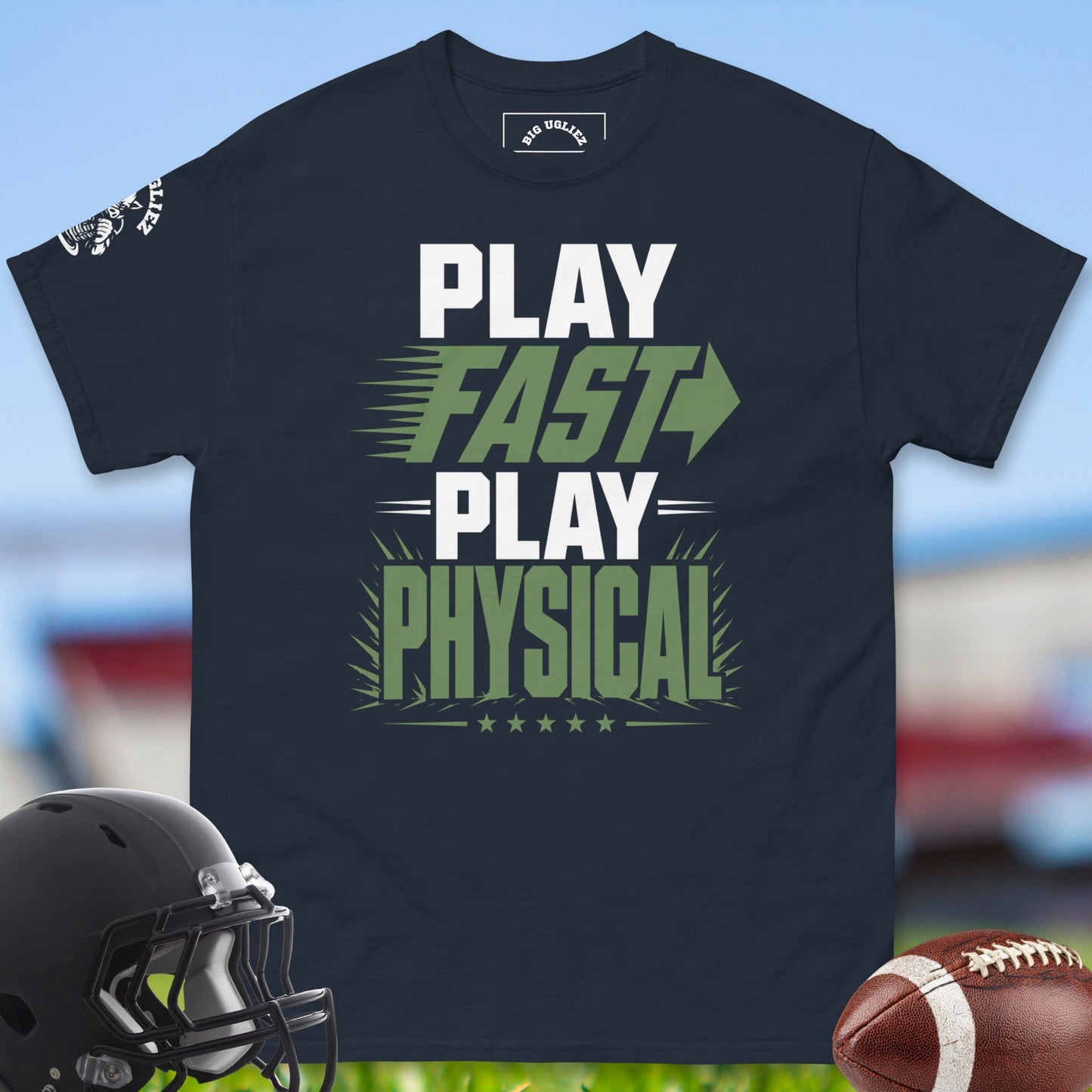 Play_Fast_Play_Physical_T-shirt_for_Offensive_Lineman_in_Navy
