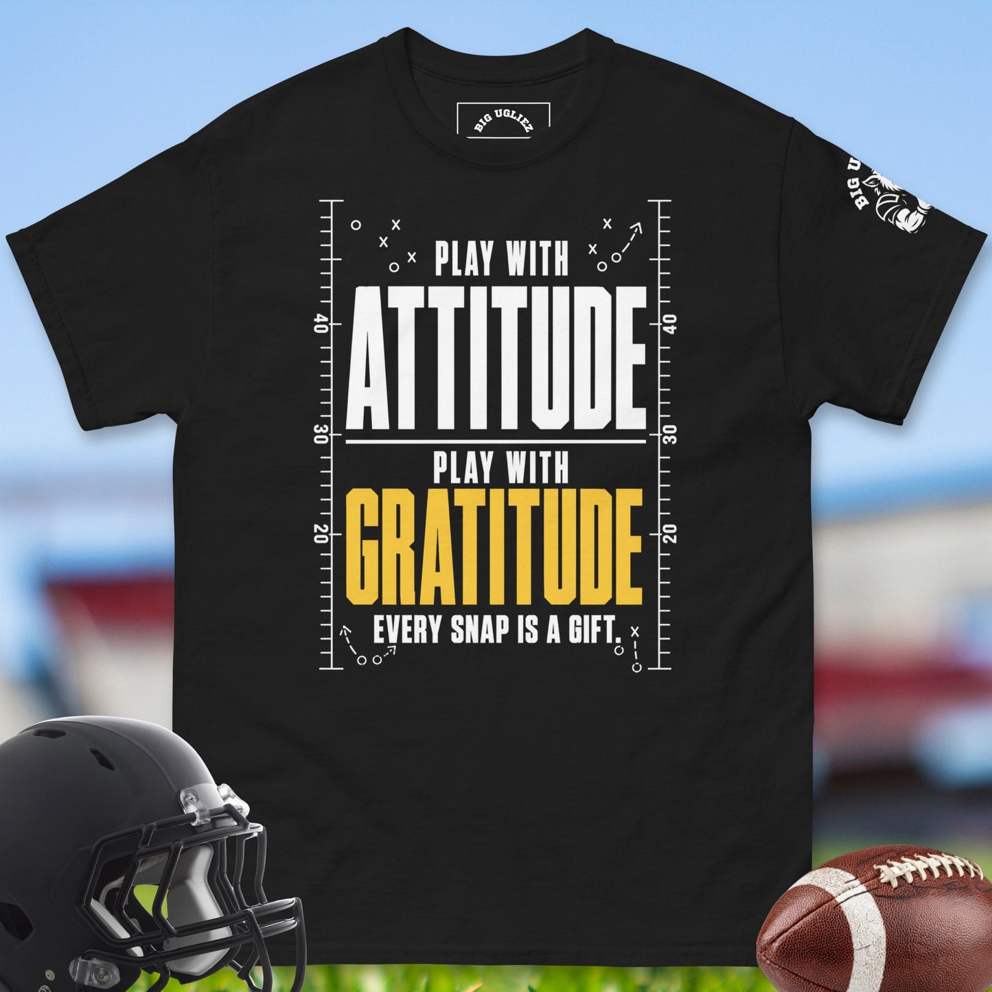 Play_With_Attitude_Play_With_Gratitude_T-shirt_for_Offensive_Lineman_in_Black
