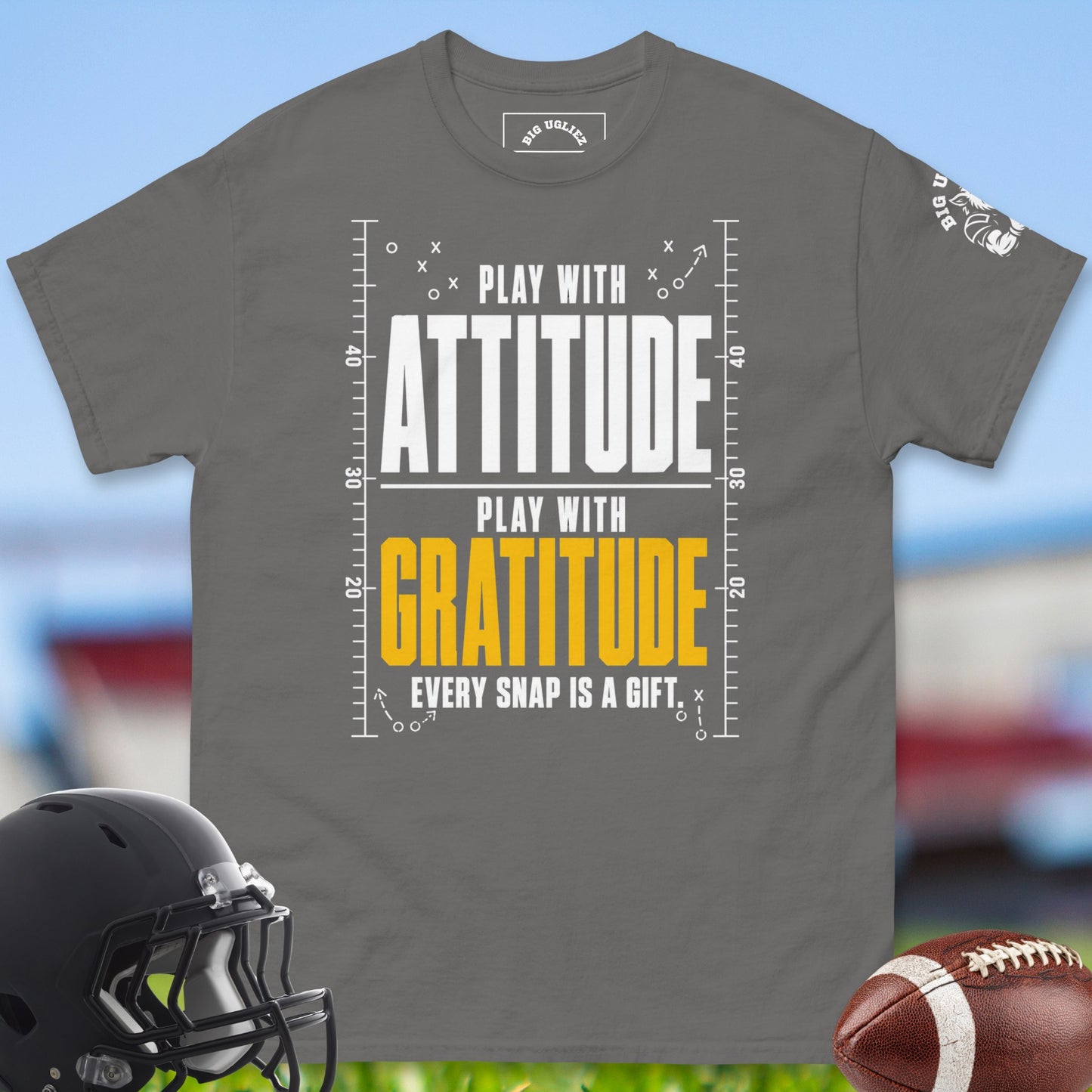 Play_With_Attitude_Play_With_Gratitude_T-shirt_for_Offensive_Lineman_in_Charcoal