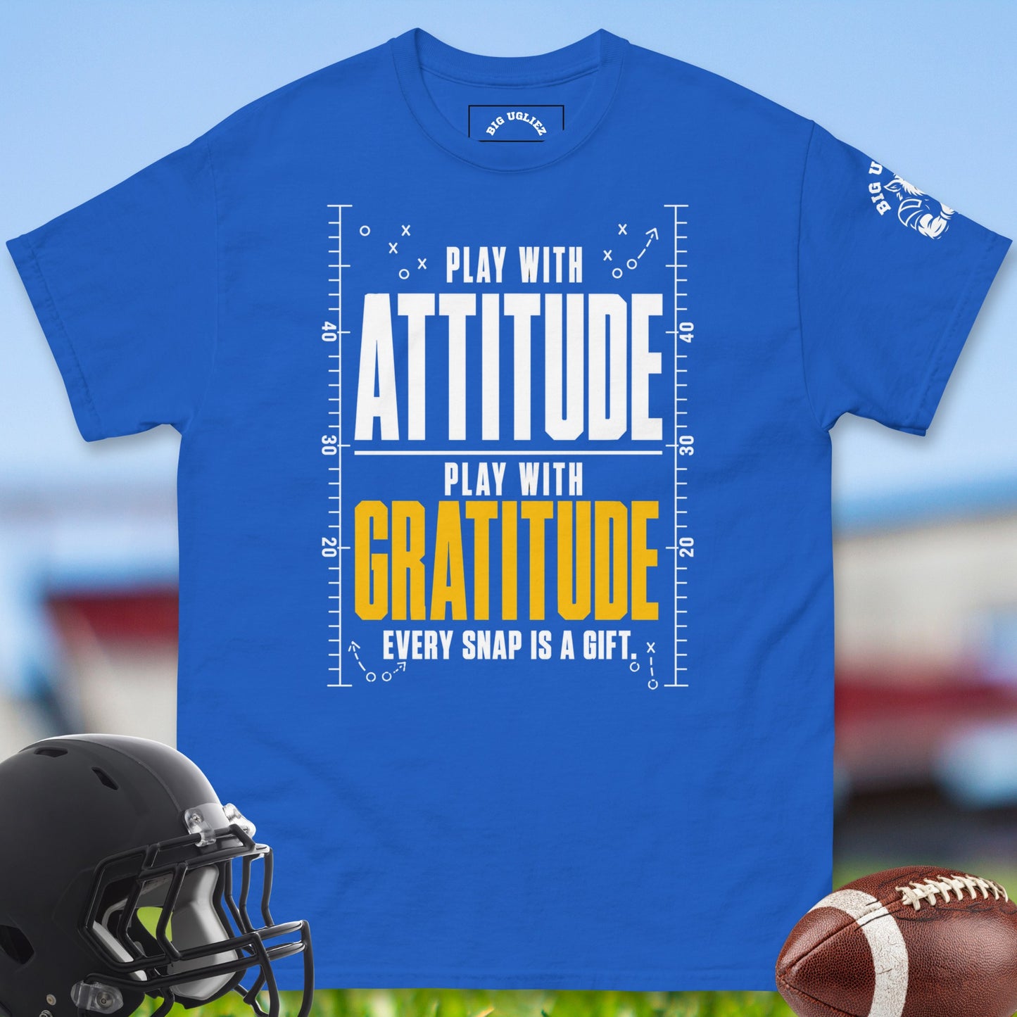 Play_With_Attitude_Play_With_Gratitude_T-shirt_for_Offensive_Lineman_in_Royal