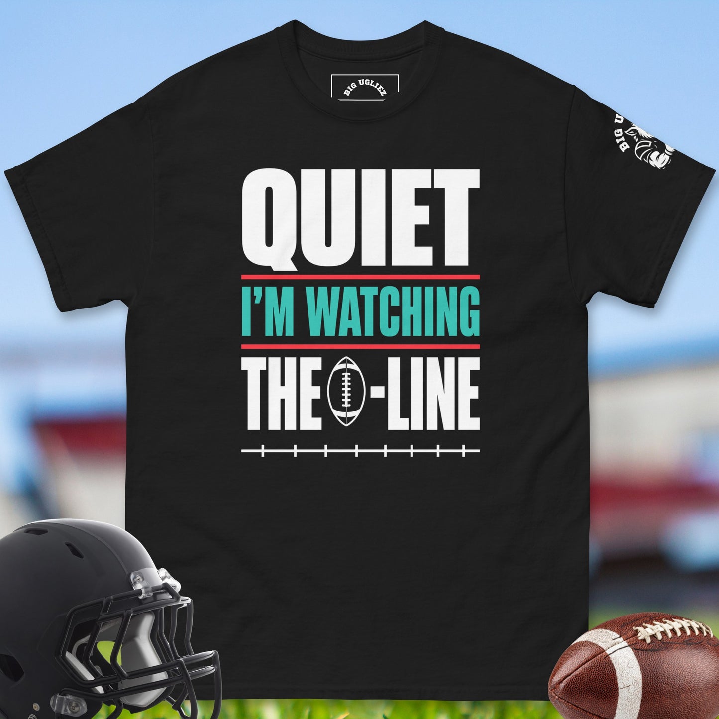 Quiet_I_m_Watching_The_O-Line_T-shirt_for_Offensive_Lineman_in_Black