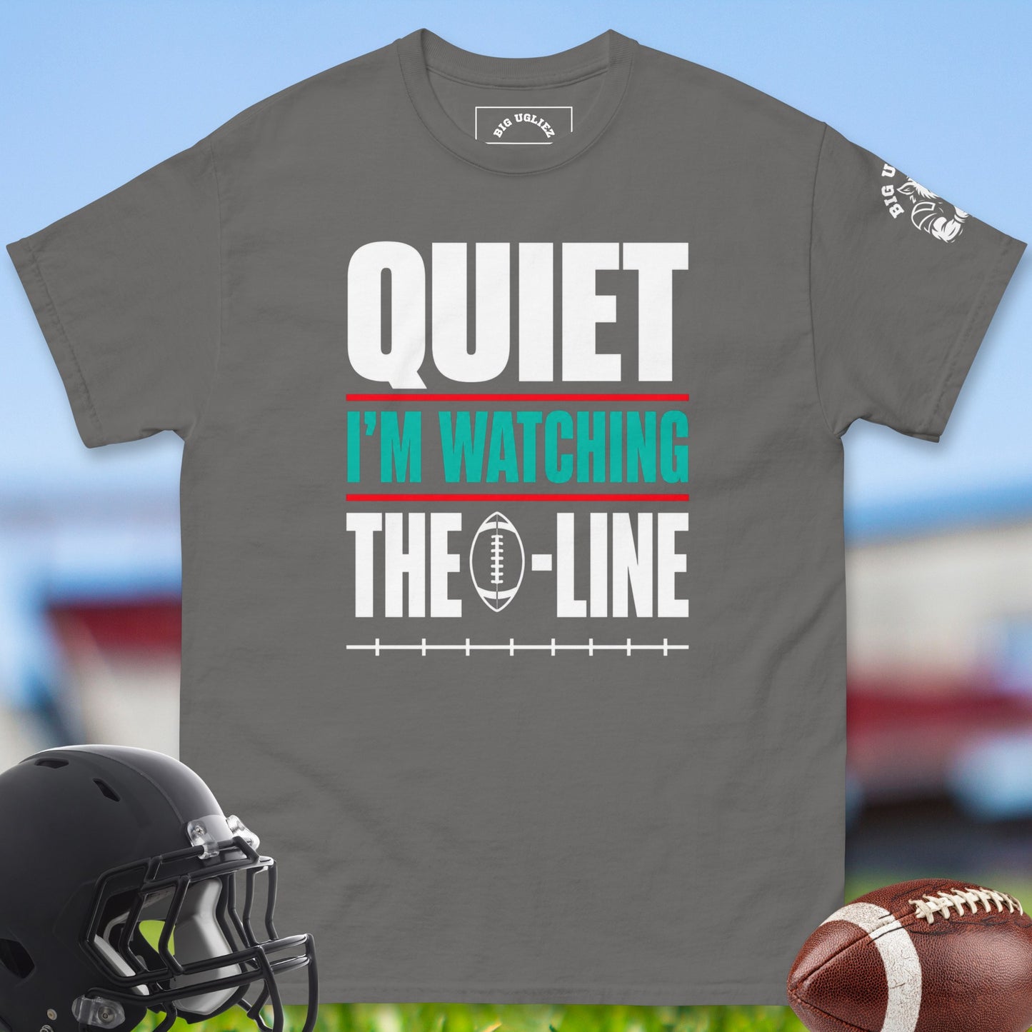 Quiet_I_m_Watching_The_O-Line_T-shirt_for_Offensive_Lineman_in_Charcoal