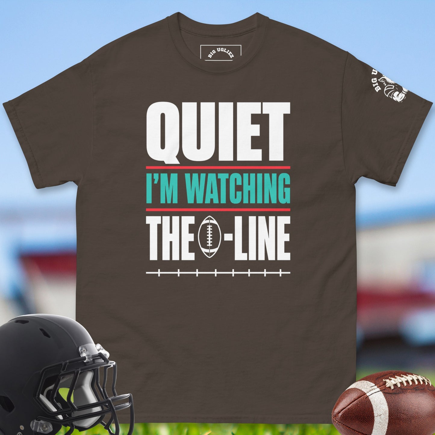Quiet_I_m_Watching_The_O-Line_T-shirt_for_Offensive_Lineman_in_Dark_Chocolate