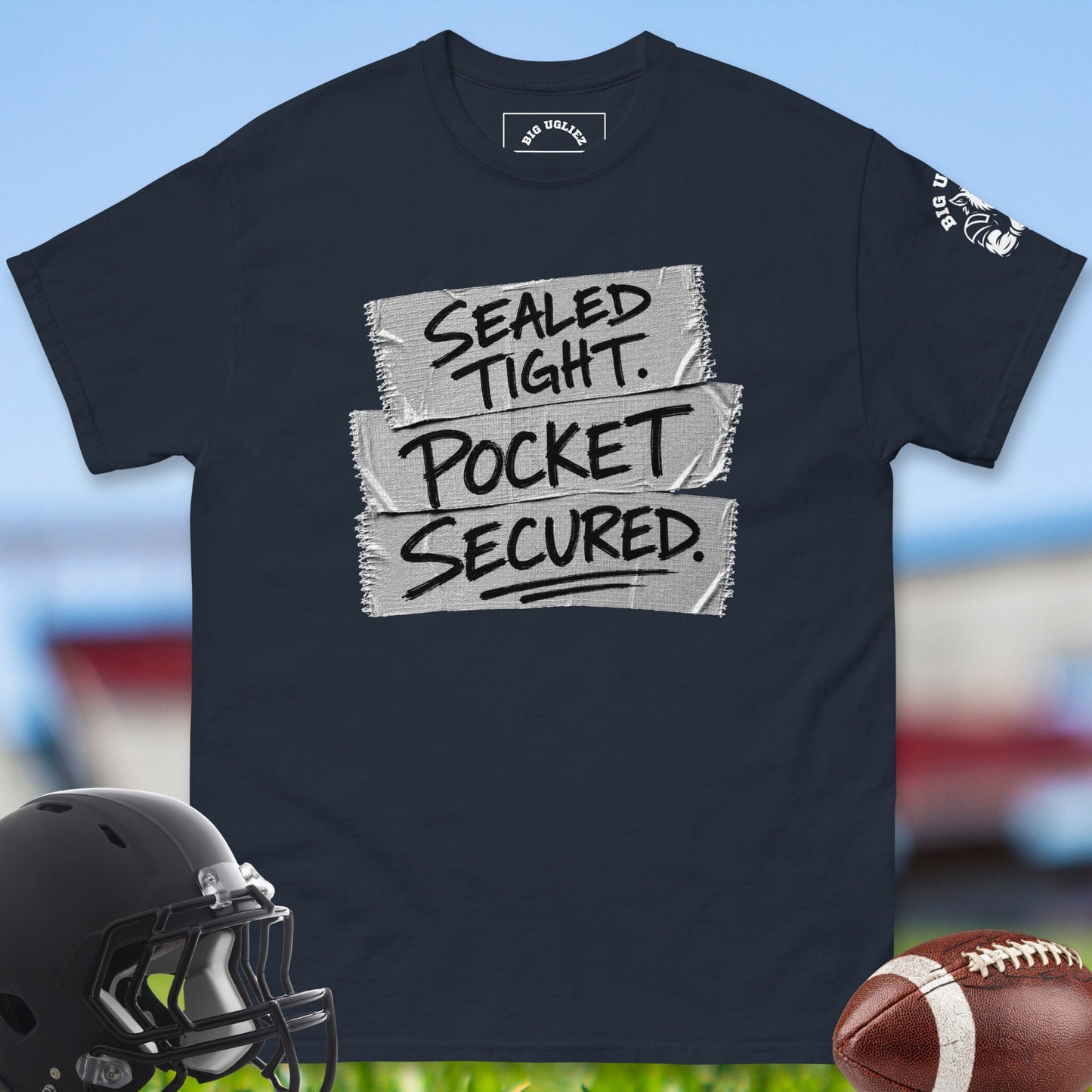 Sealed_Tight_Pocket_Secured_T-shirt_for_Offensive_Lineman_in_Navy