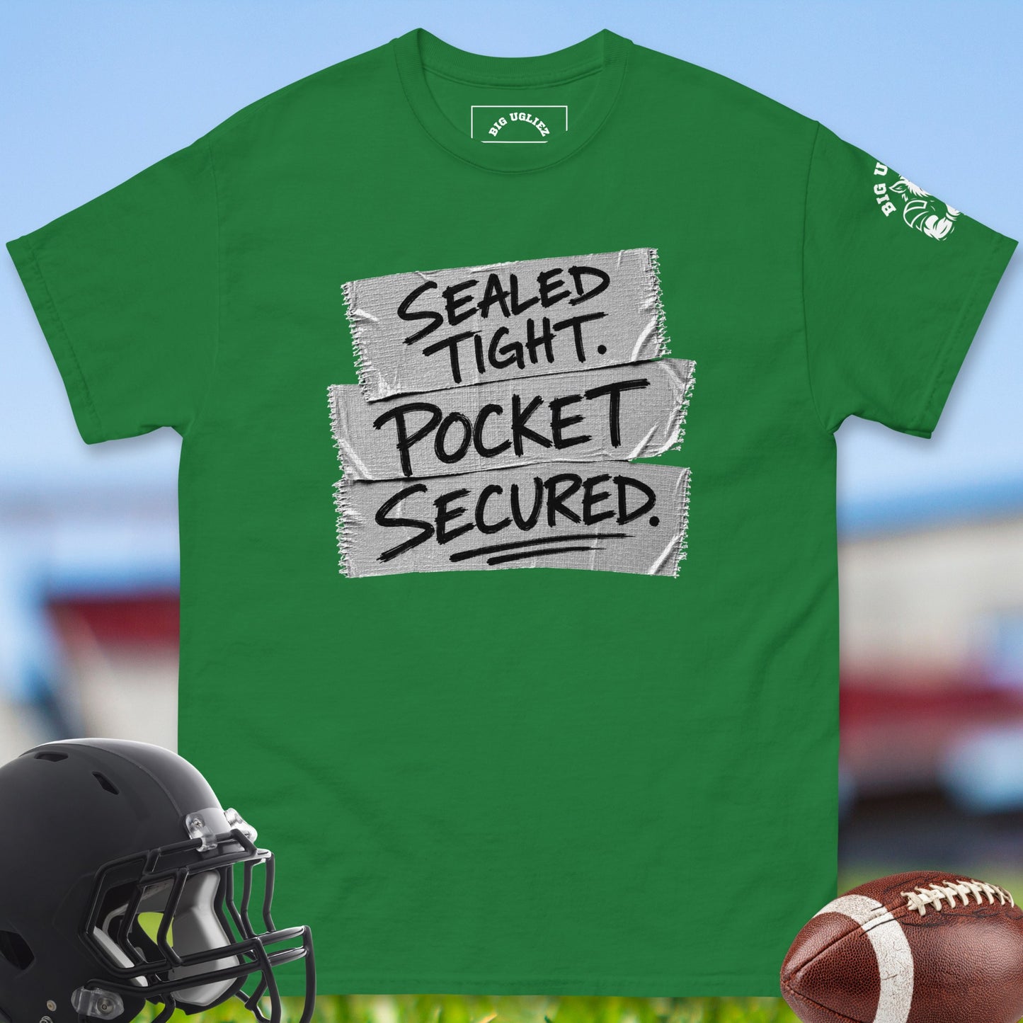 Sealed_Tight_Pocket_Secured_T-shirt_for_Offensive_Lineman_in_Turf_Green